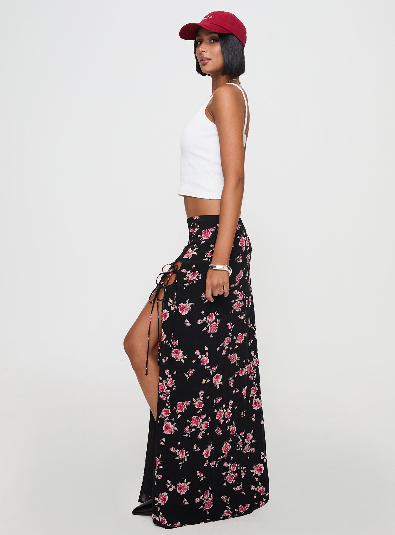 Rhomana Maxi Skirt Black Floral、mySite、solidvoid
