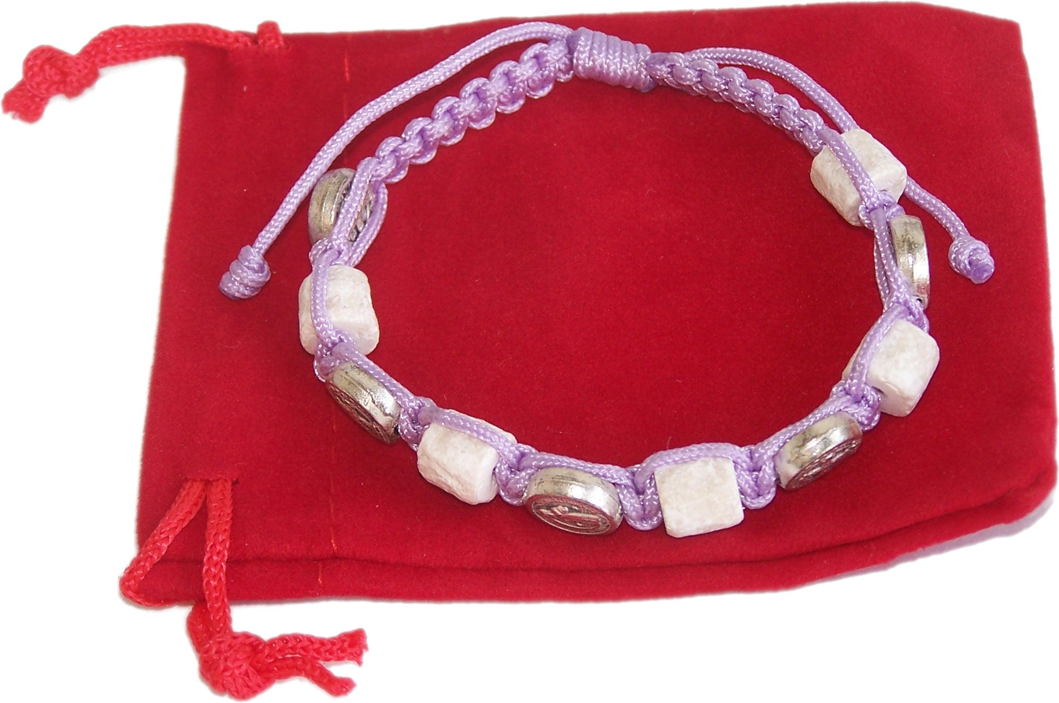 MEDJUGORJE - Chaplet - Bracelet from Apparation hill stones - Purple Thread、mySite、topwebapps