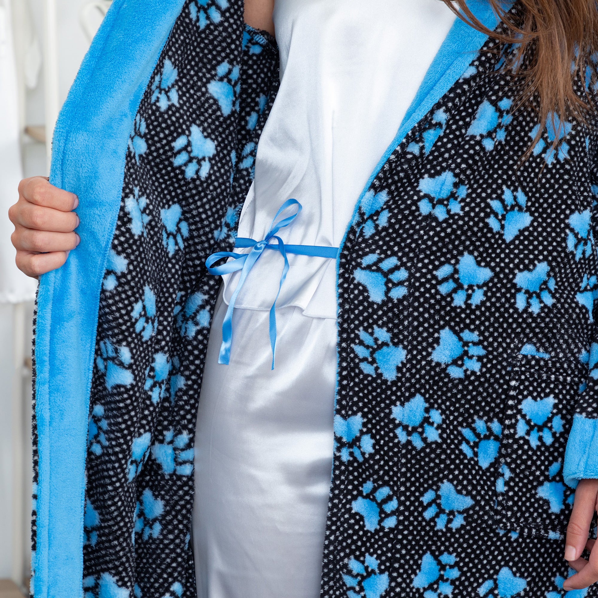 Gradient Paws & Polka Dot Hooded Robe、mySite、camillekostekn