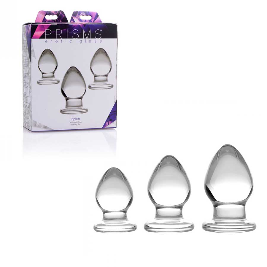 Triplets 3 Piece Clear Glass Anal Plug Trainer Kit by Trinity Vibes、mySite、bottomscart