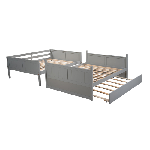 Full Over Full Bunk Bed with Twin Size Trundle, White ( old sku: LP000250AAK )、、casual