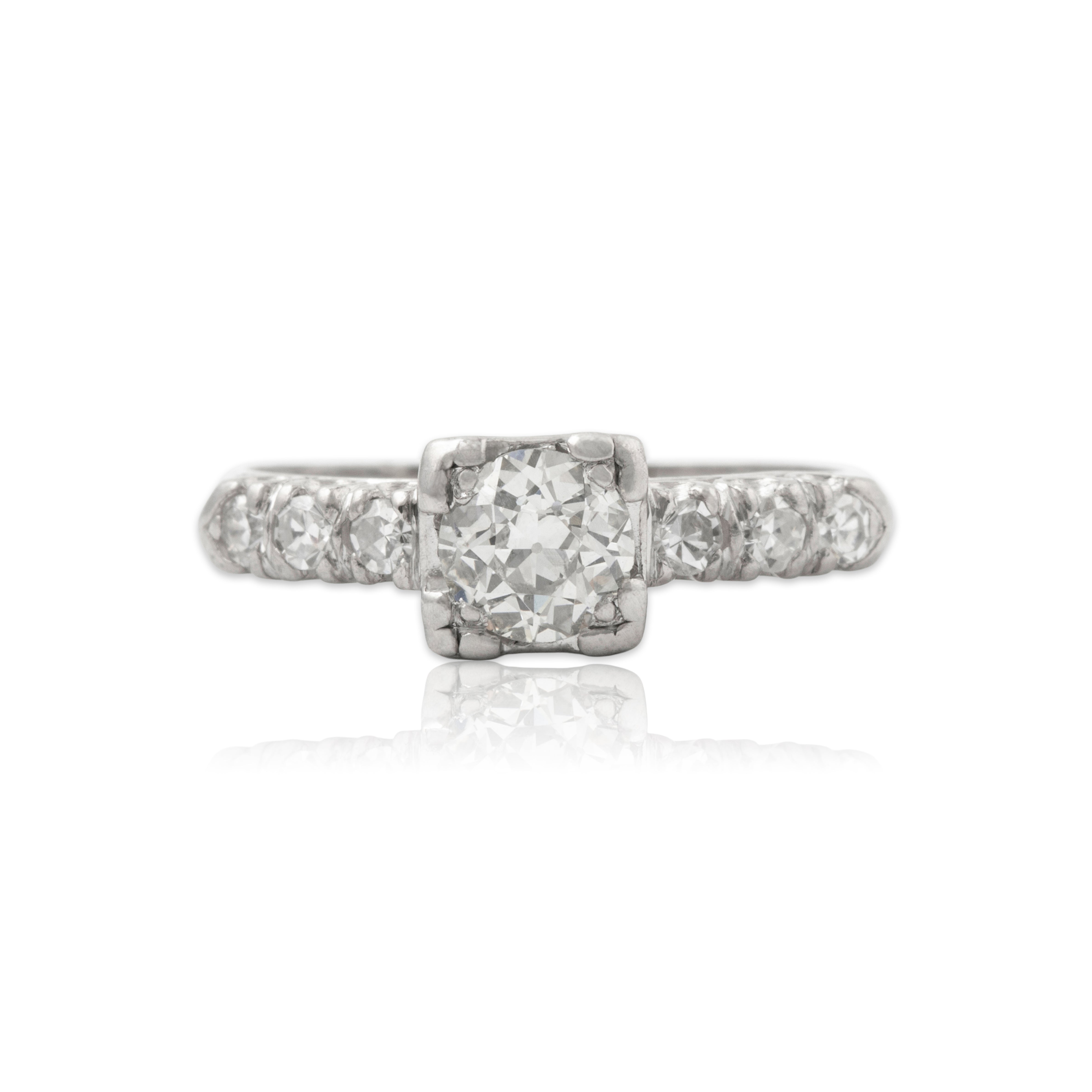 Vintage Platinum .834cttw Old European Cut Diamond Engagement Ring 6.75、mySite、hinf8tx79