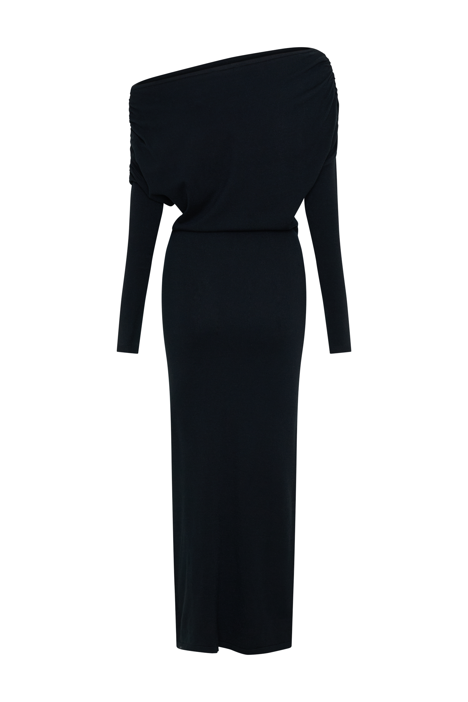 Jessie Cowl Neck Knit Midi Dress - Black、mySite、solidvoid