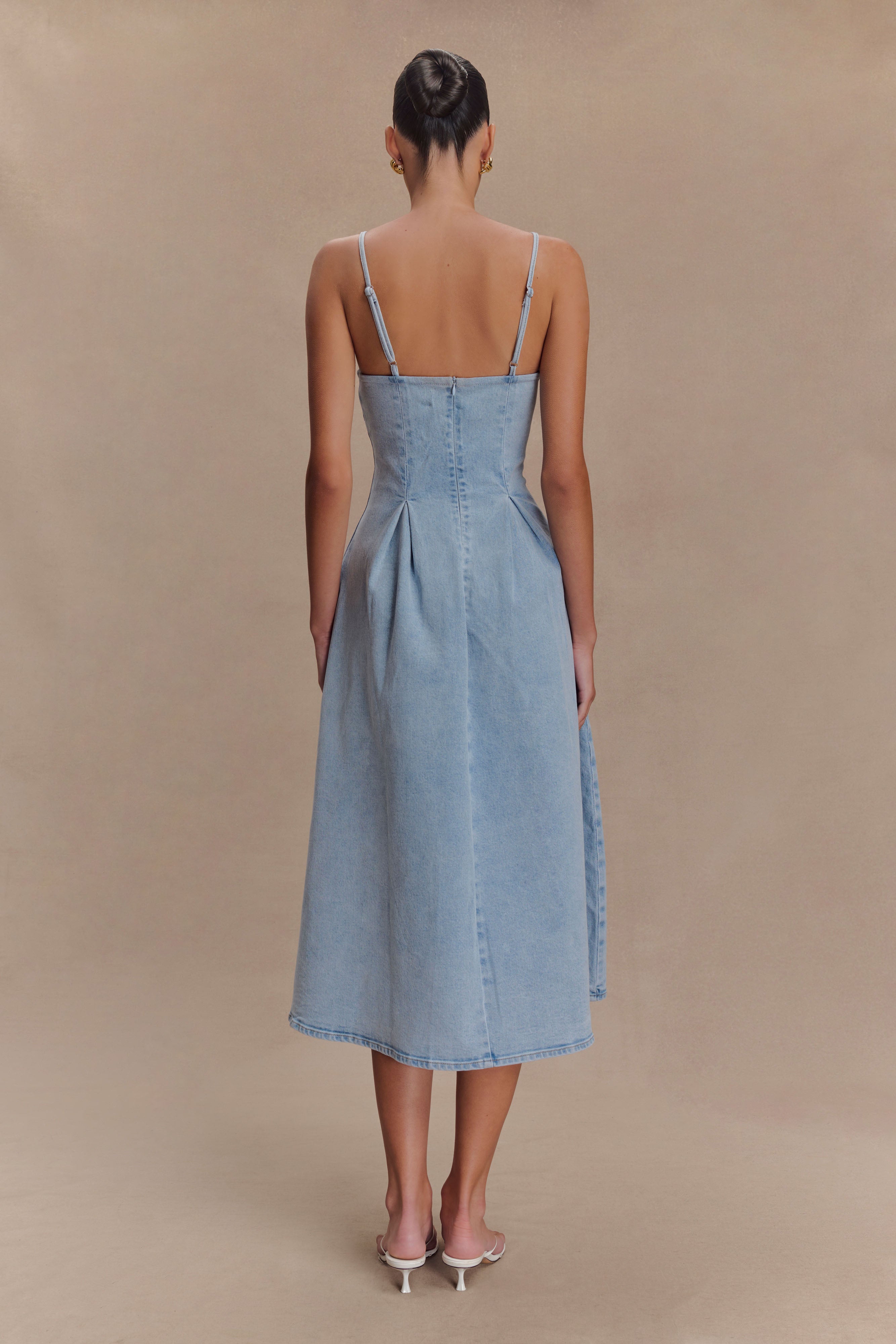 Harlyn Denim Midi Dress - Light Blue、mySite、solidvoid