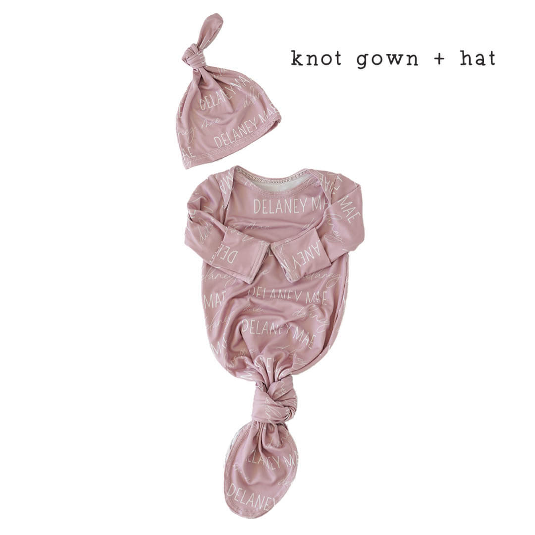  Solid Mauve Personalized Newborn Baby Knot Gown、mySite、layawaytickets