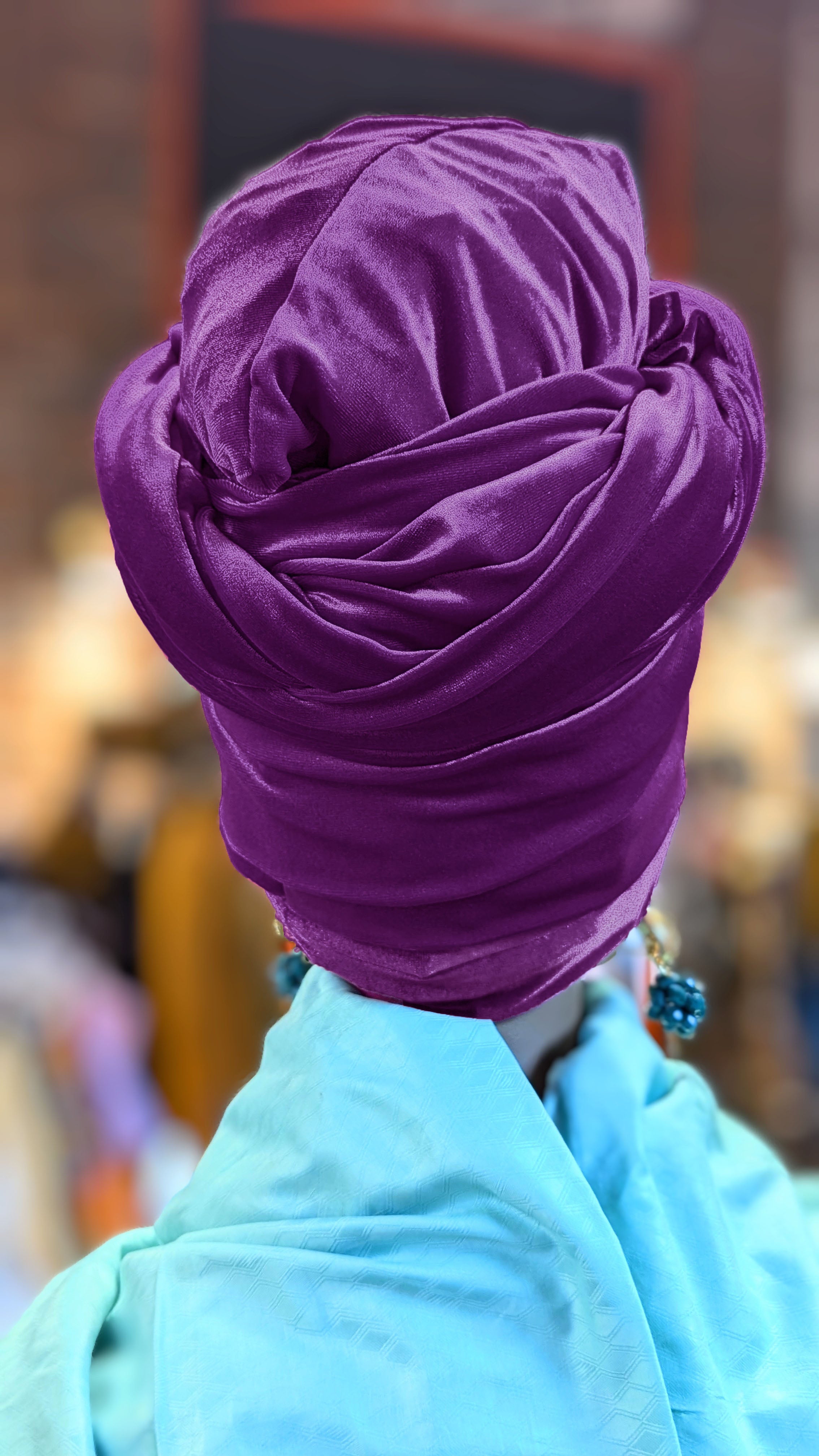Dupsie's Niaja Purple Velour African Sock Hat Head Wrap DPVHHP39、mySite、solidvoid