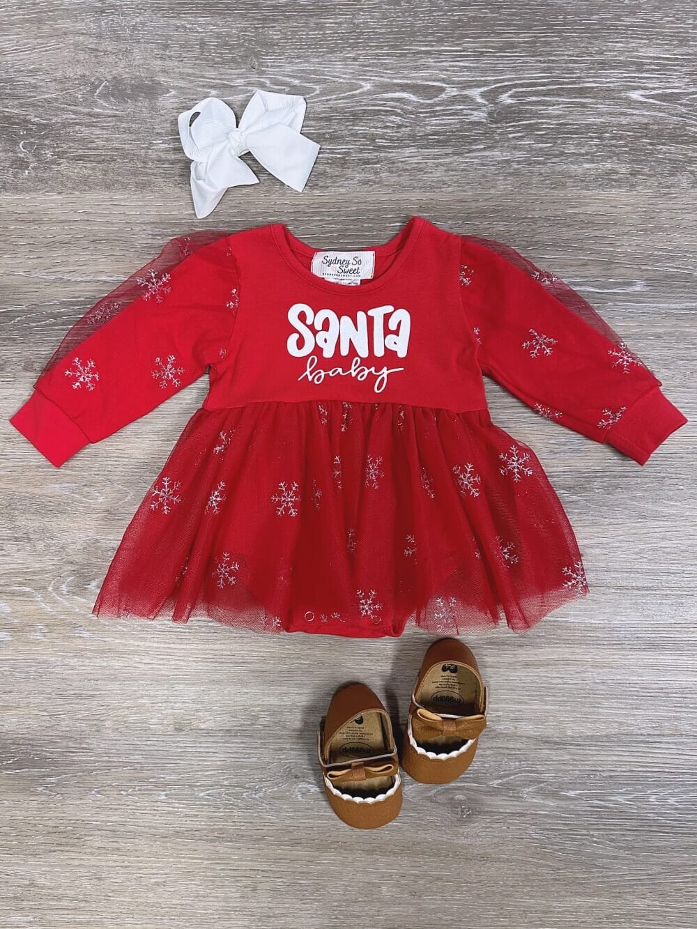 Santa Baby Red Snowflake Chiffon Tutu Christmas Baby Romper、mySite、camillekostekn