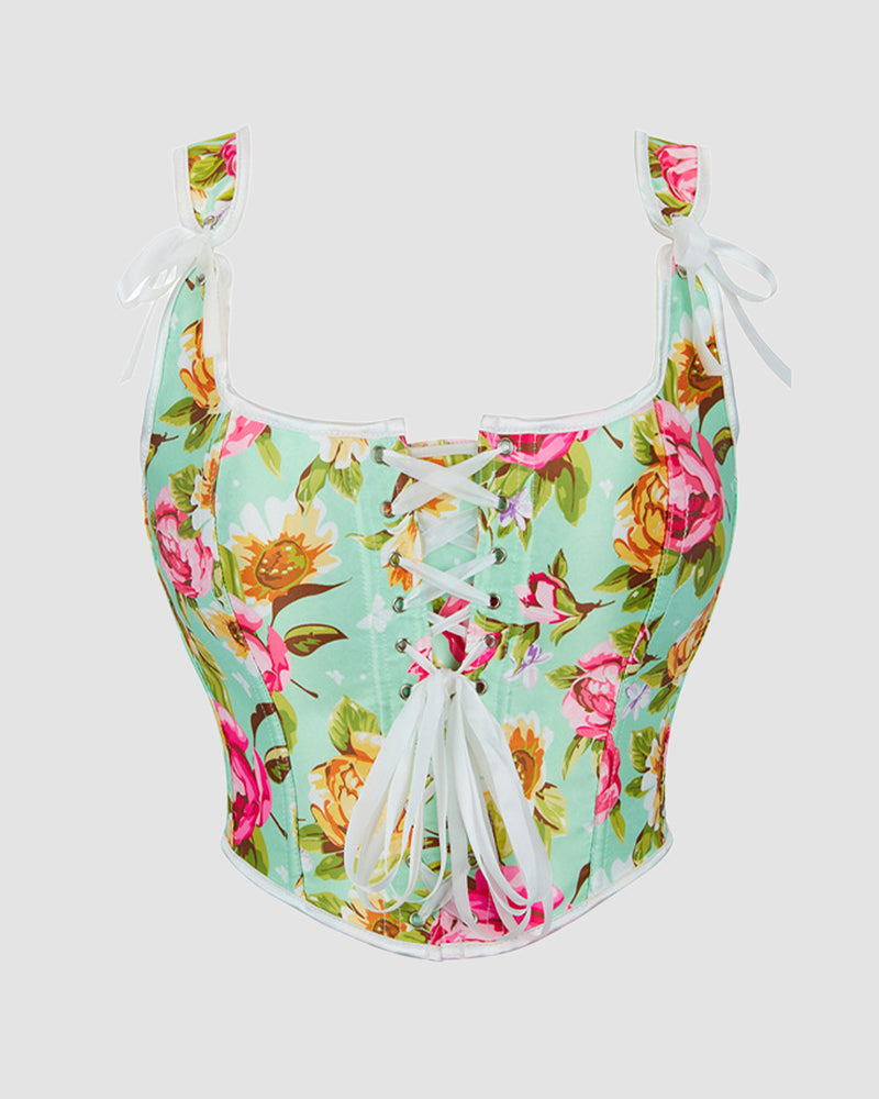 1930s 13 Boned Cotton Floral Pattern Corset、mySite、bengalsvssteelers