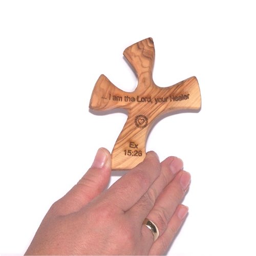  Olive wood Healing Cross - complete Package with Prayers and Certificate (4.5 x 3.6 inches) designed to sit in your hand perfectly. Healing Cross Trademark、mySite、elrpsem3k