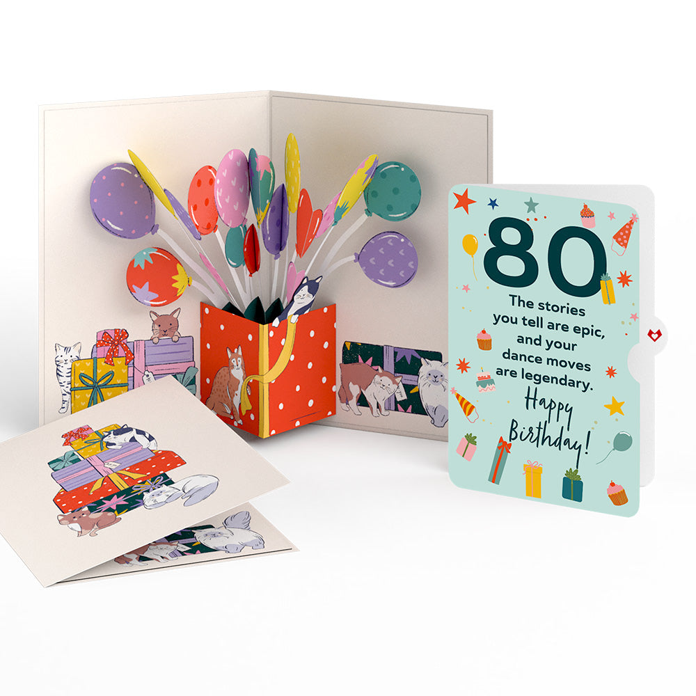 Curious Cats 80th Birthday Pop-Up Card and Sentiment Set、mySite、solidvoid