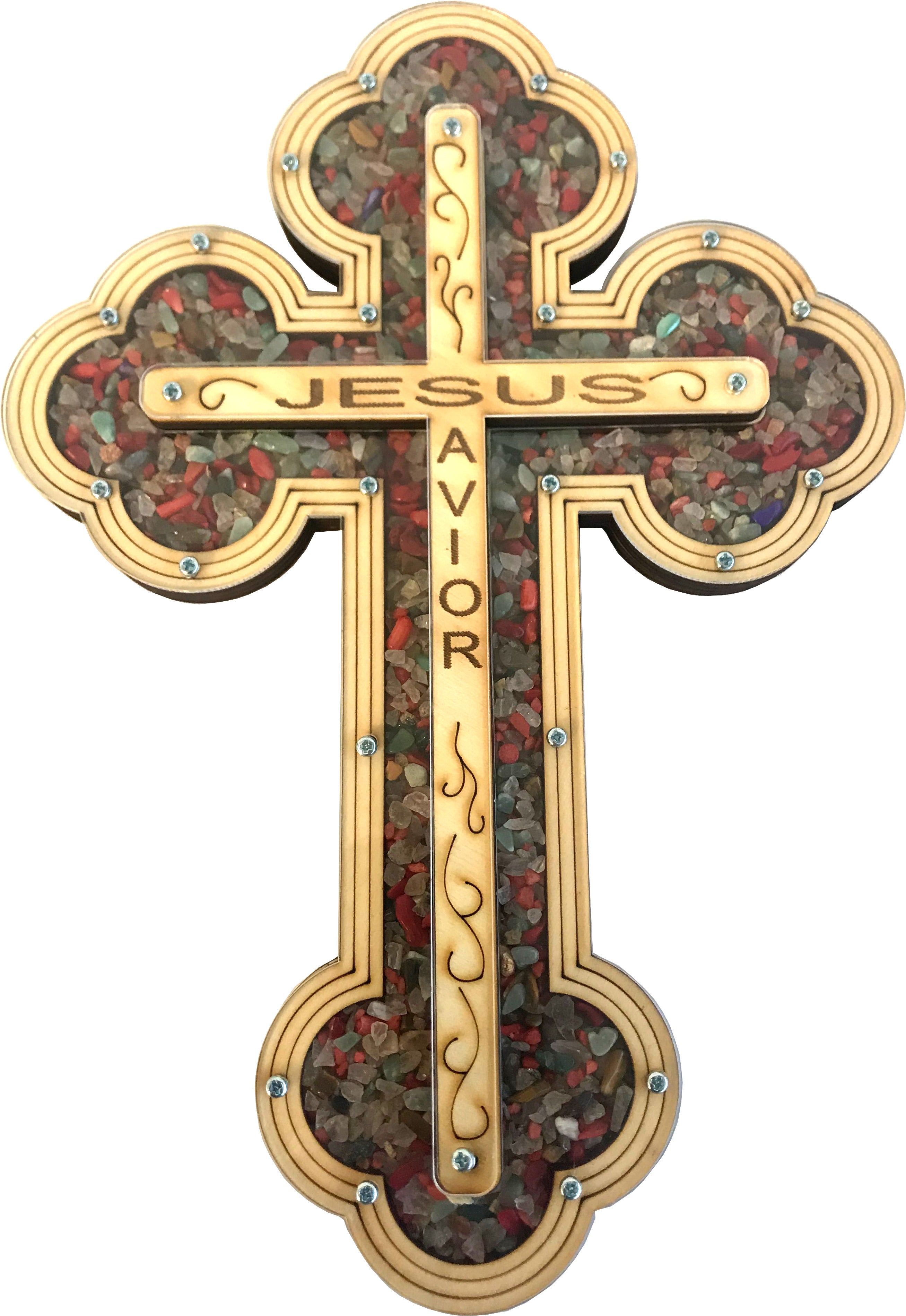  Jesus Savior Cross Filled with firy Reddish Carnelian semi Precious Stones from The Holy Land、mySite、elrpsem3k