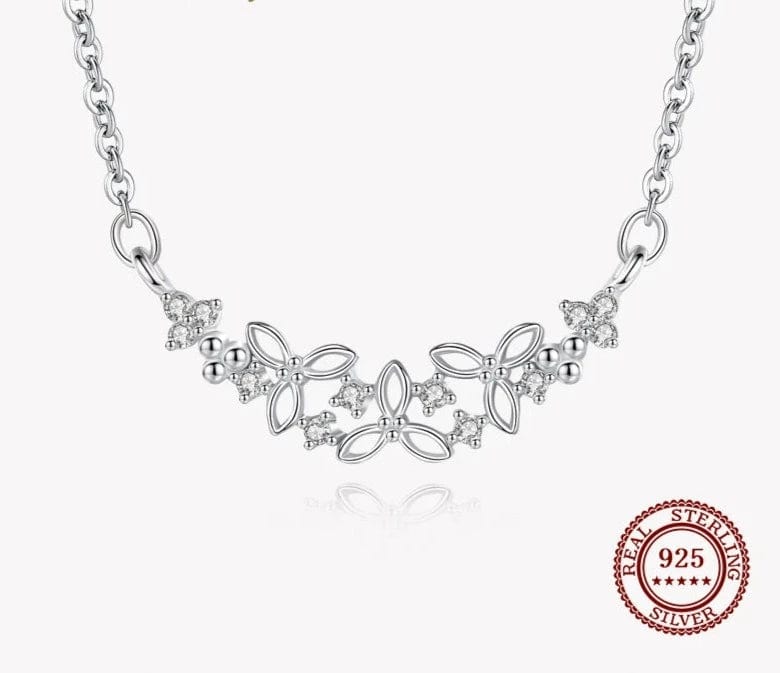 Elegant Flower Necklace in Fine 925 Sterling Silver with CZ、mySite、g9winljtr