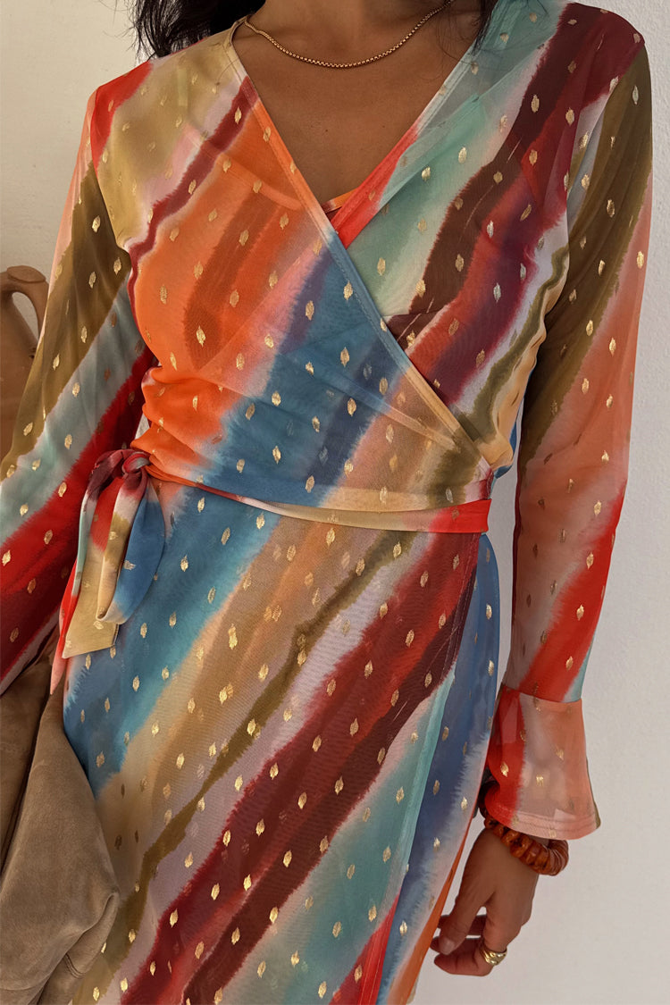 Sunset Stripe Mini Wrap Dress、mySite、solidvoid