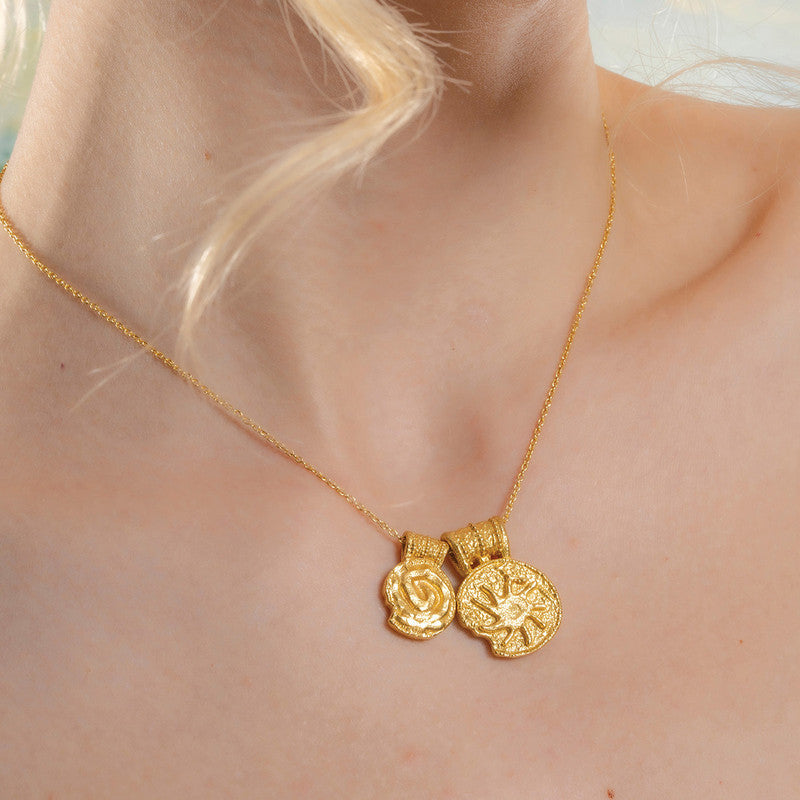Uneven Textured Charm Necklace | 14K Gold Plated、mySite、camillekostekn