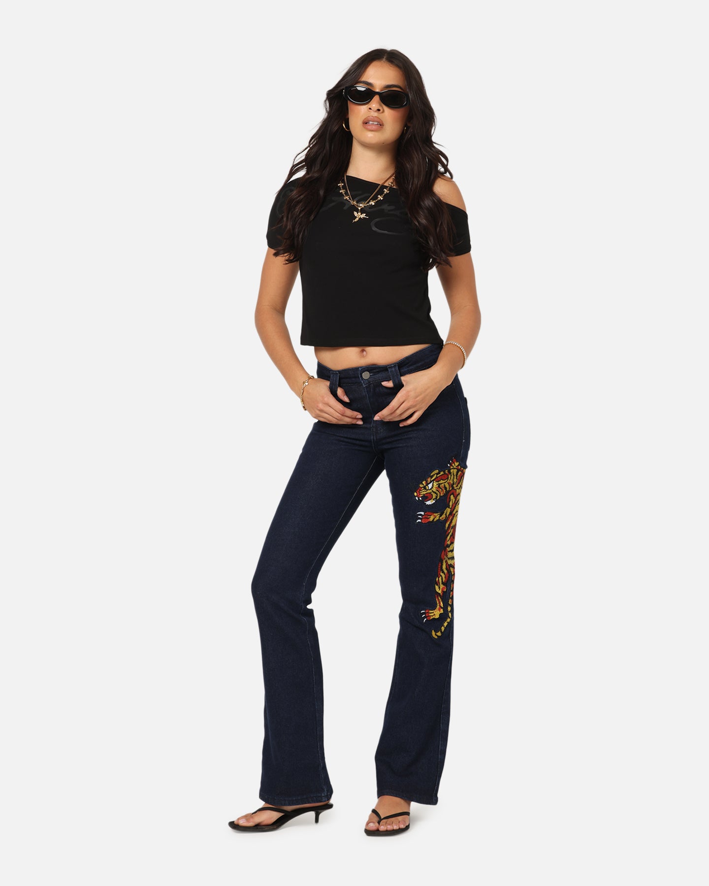 Ed Hardy Women's Feline Bootleg Jeans Indigo Denim、mySite、zt4zffjzw