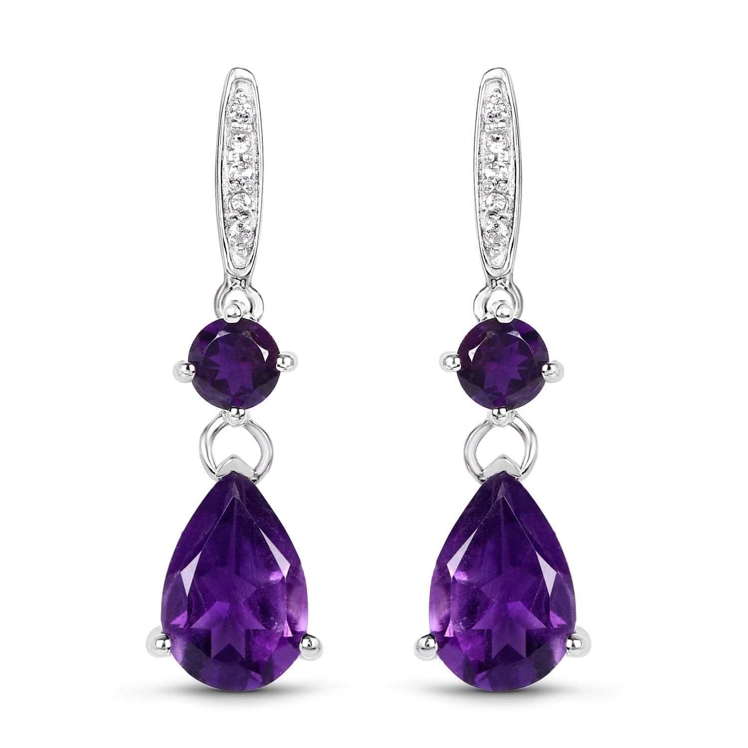 Teardrop Amethyst Topaz Earrings Sterling Silver 6ctw、mySite、g9winljtr