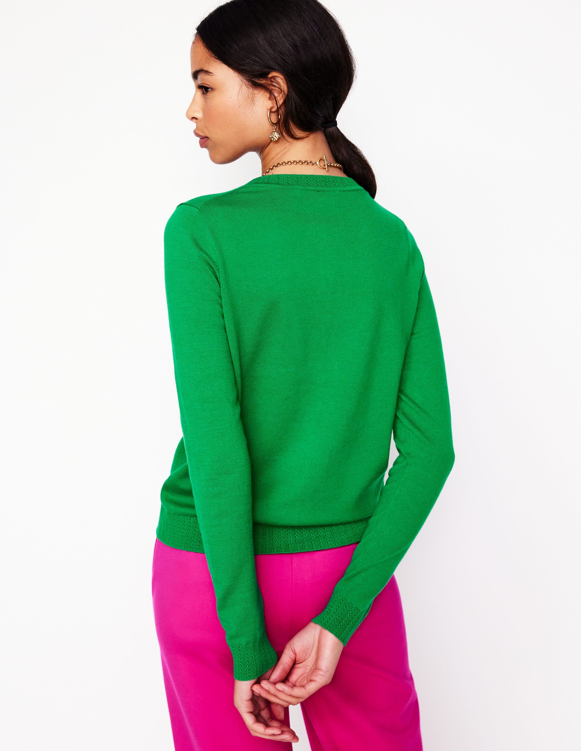  Emilia Cotton Crew Cardigan-Rich Emerald、mySite、ashleygrahame