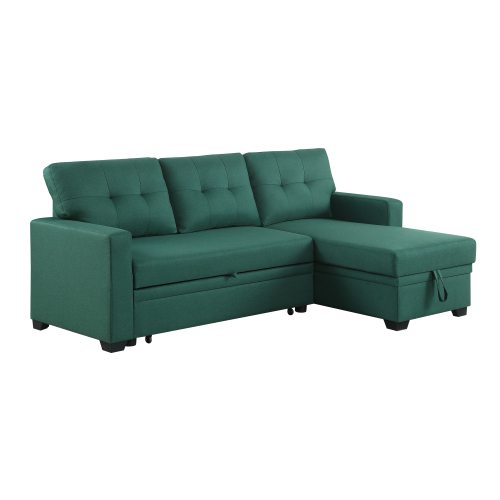 Upholstered Pull out Sectional Sofa with Chaise、、casual