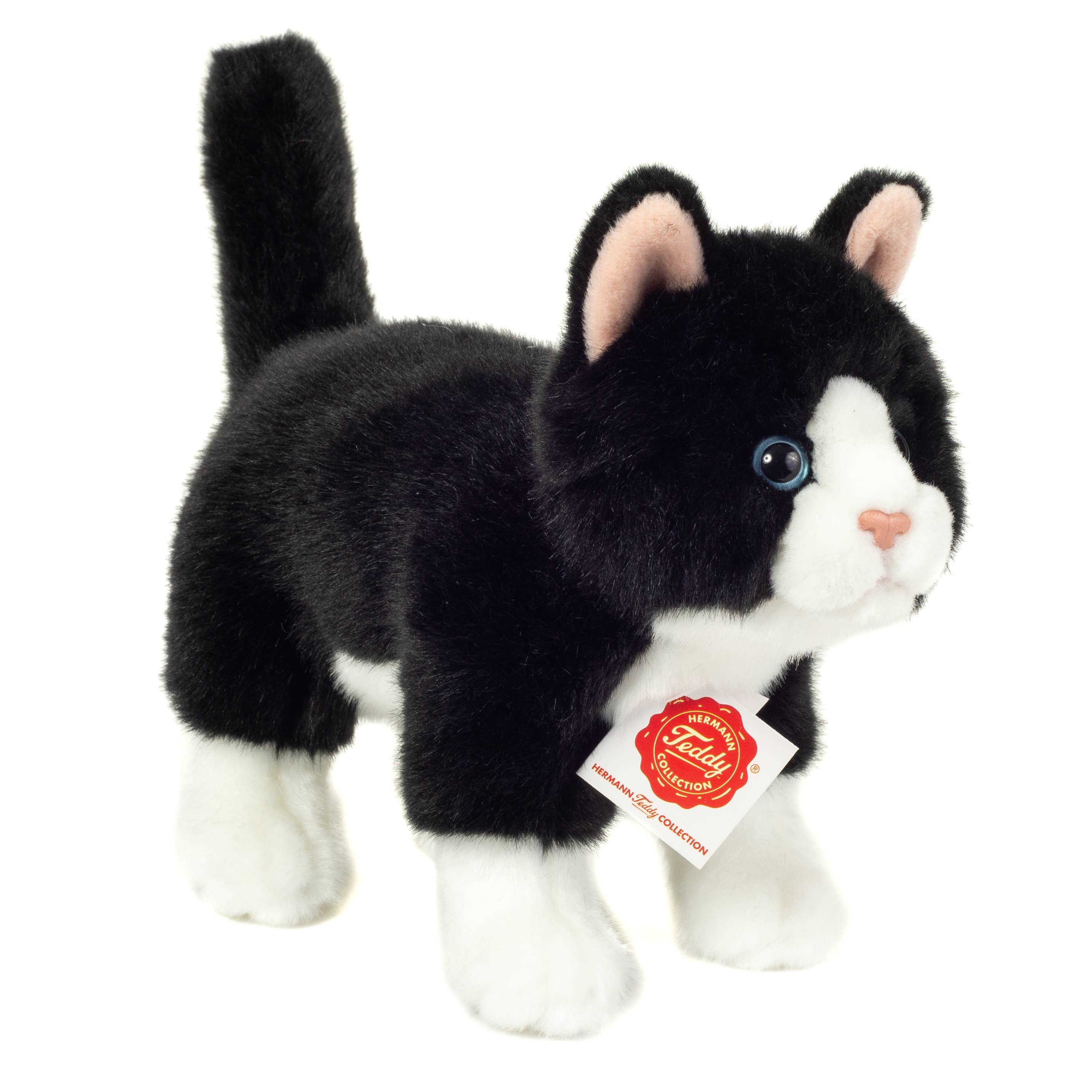 Plush Black and White Tuxedo Cat Standing 20 cm - plush soft toy by Teddy Hermann、mySite、g9winljtr