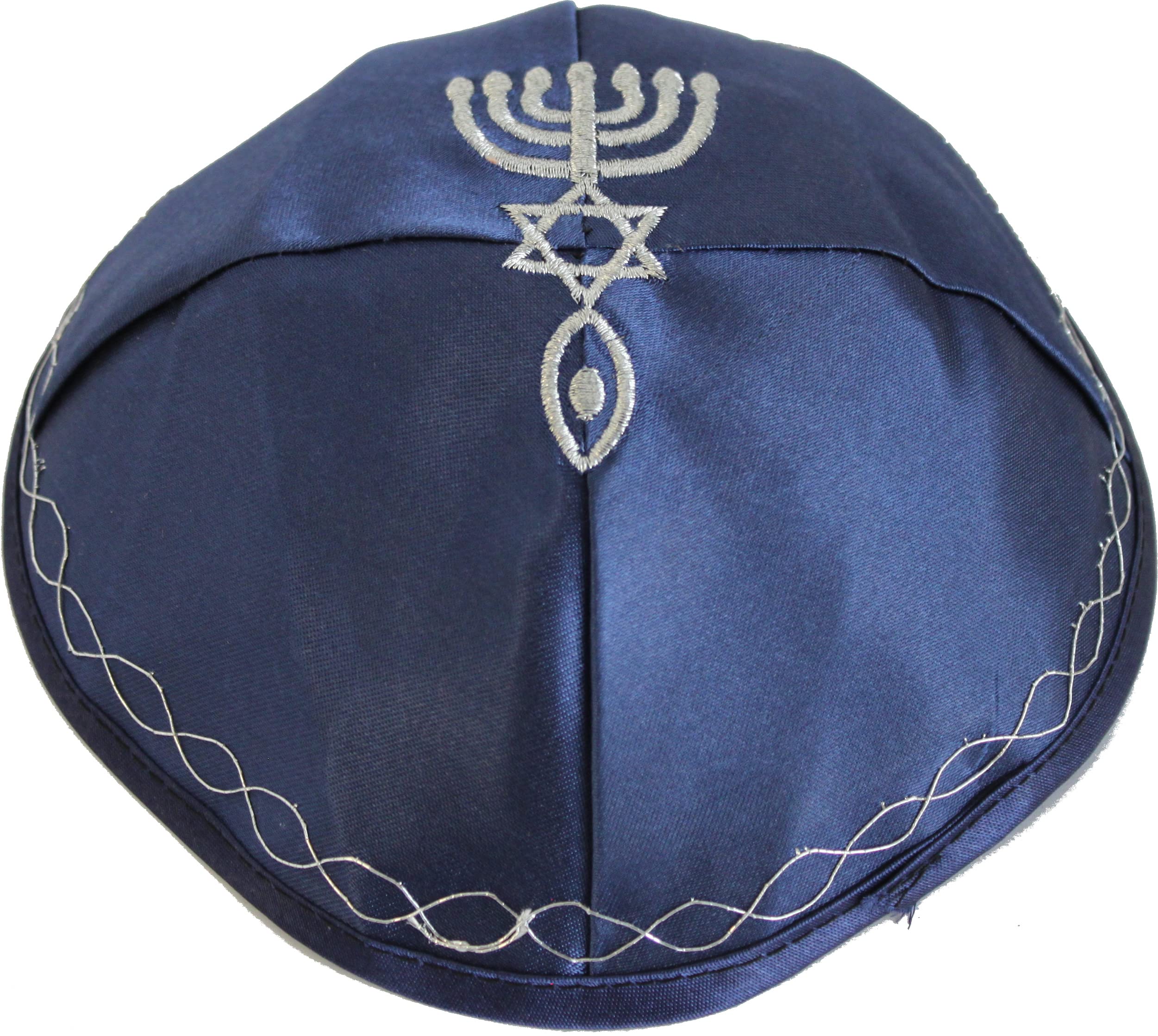 Holy Land Market Satin Kippah with Messianic Sign Embroidered、mySite、topwebapps