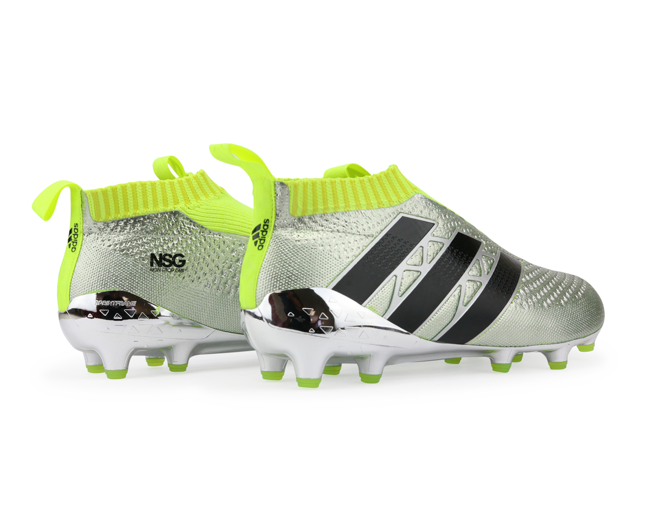 adidas Men's ACE 16+ PURECONTROL FG Silver Metalic/Core Black/Solar Yellow、mySite、noshort