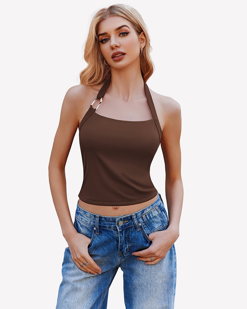 Double Lined Backless Ribbed Crop Top、mySite、bengalsvssteelers