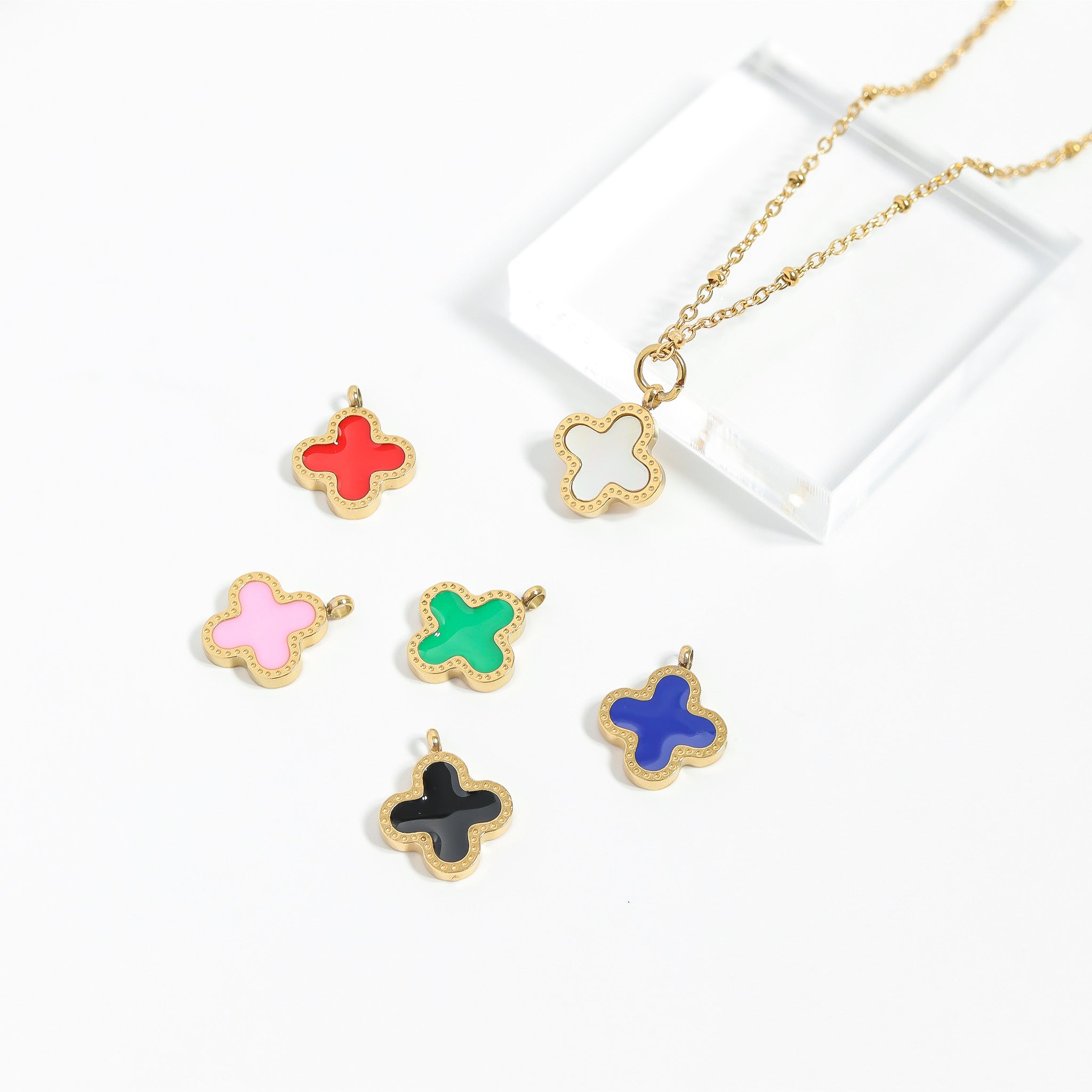 18K Gold PVD Stainless Steel Lucky Clover Charm / PDL0214、mySite、dreamappss