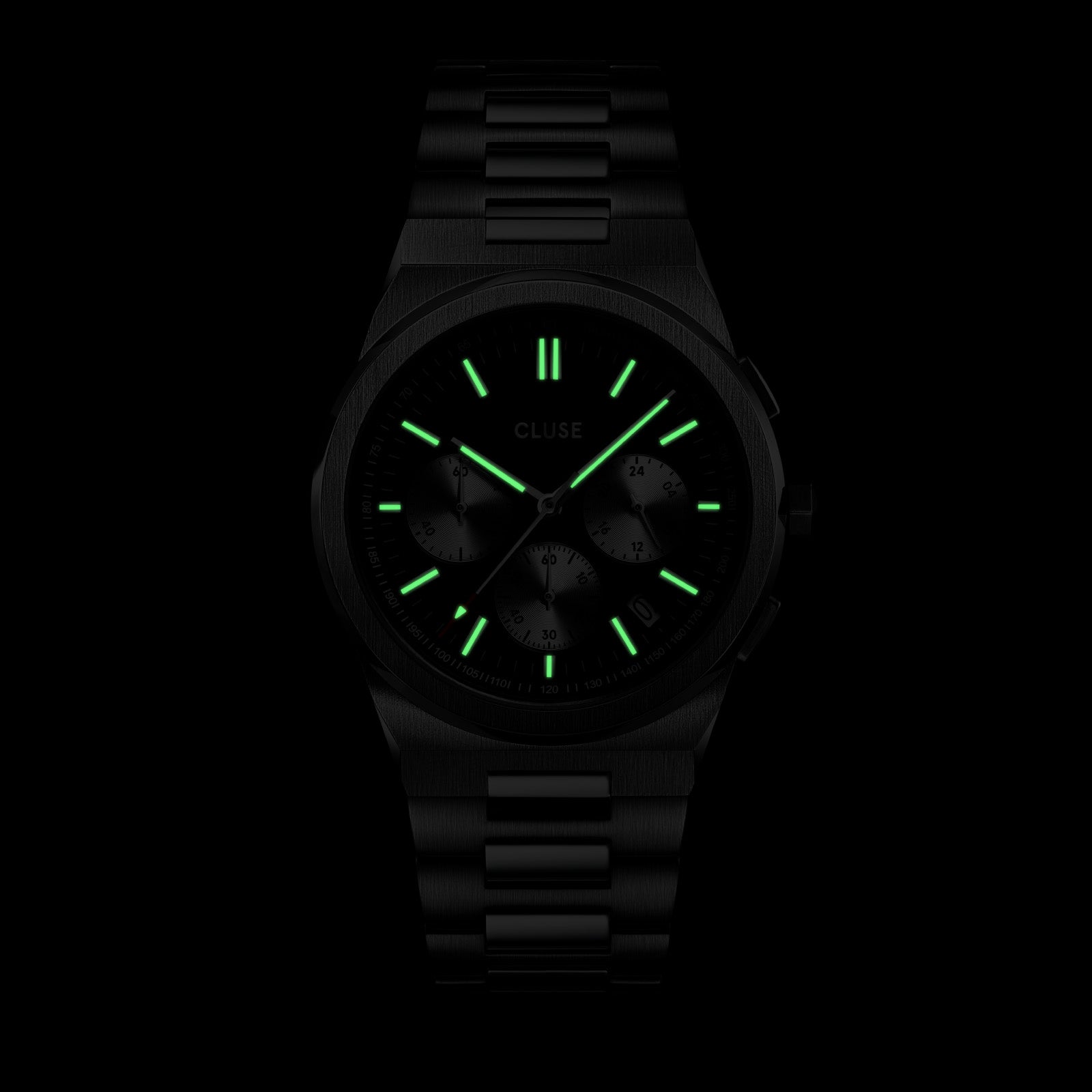  Vigoureux Chrono Watch Steel, Black, Silver Colour