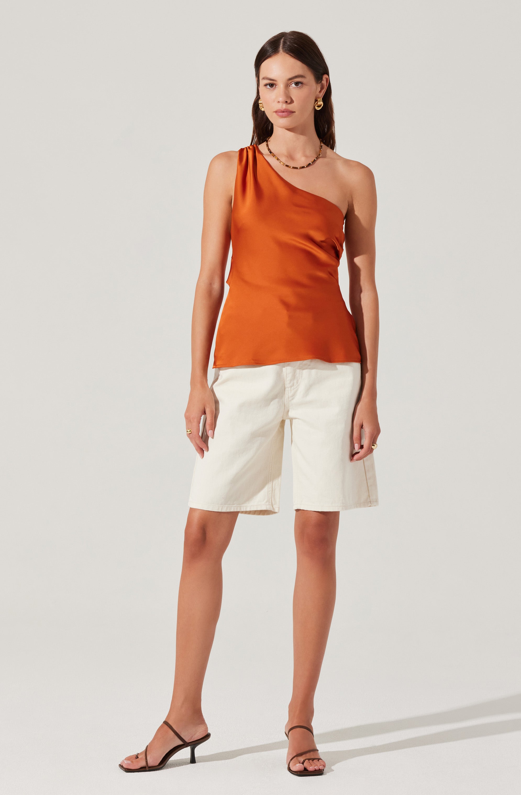 Francis Satin One Shoulder Top、mySite、solidvoid