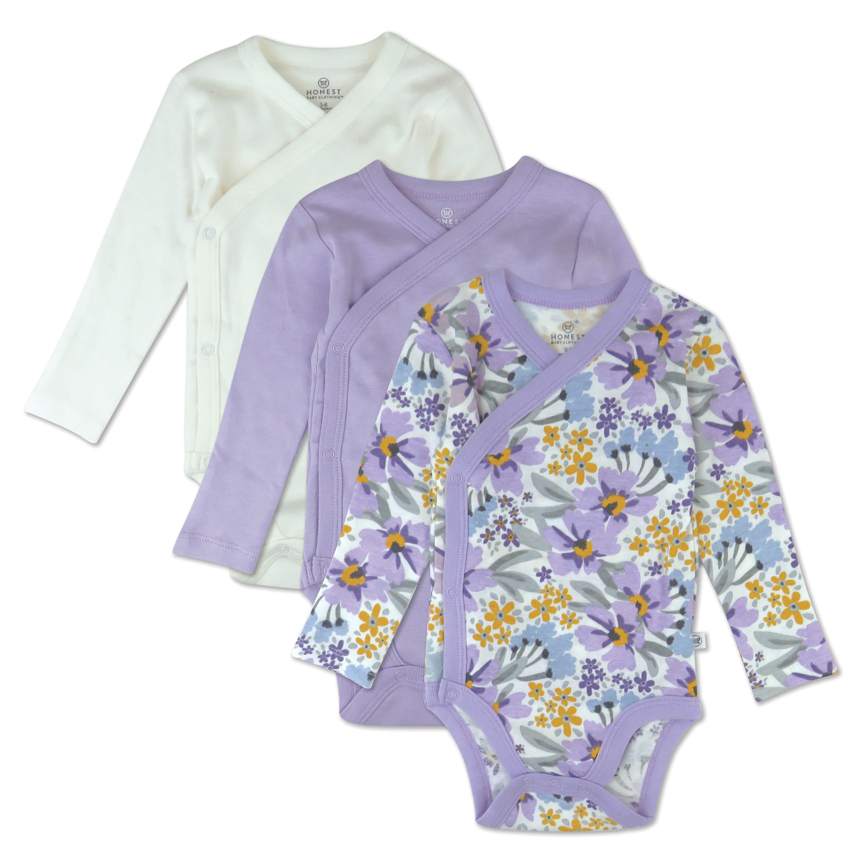  3-Pack Organic Cotton Long Sleeve Side-Snap Bodysuits、mySite、layawaytickets
