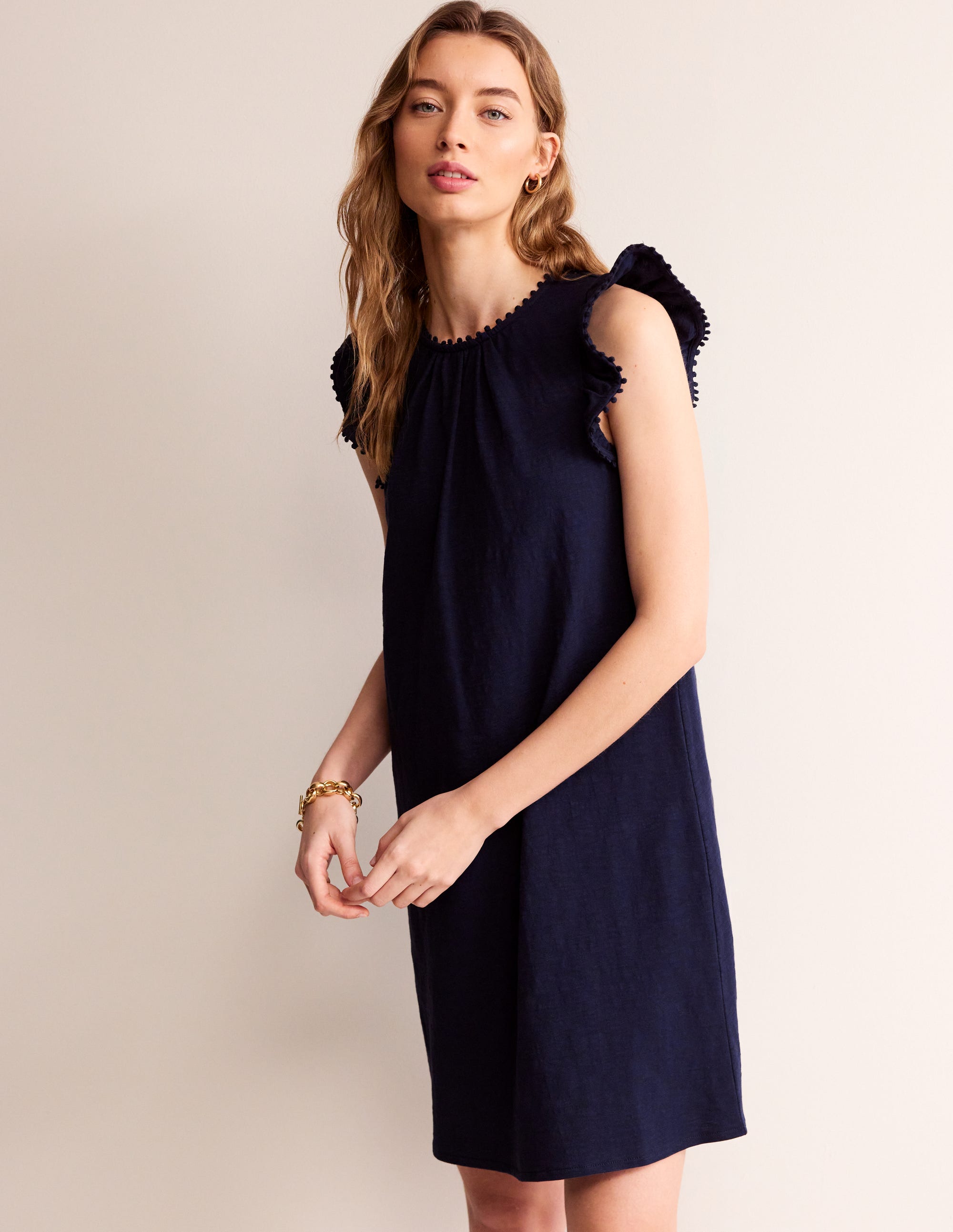  Georgina Pom Ruffle Dress-Navy、mySite、ashleygrahame