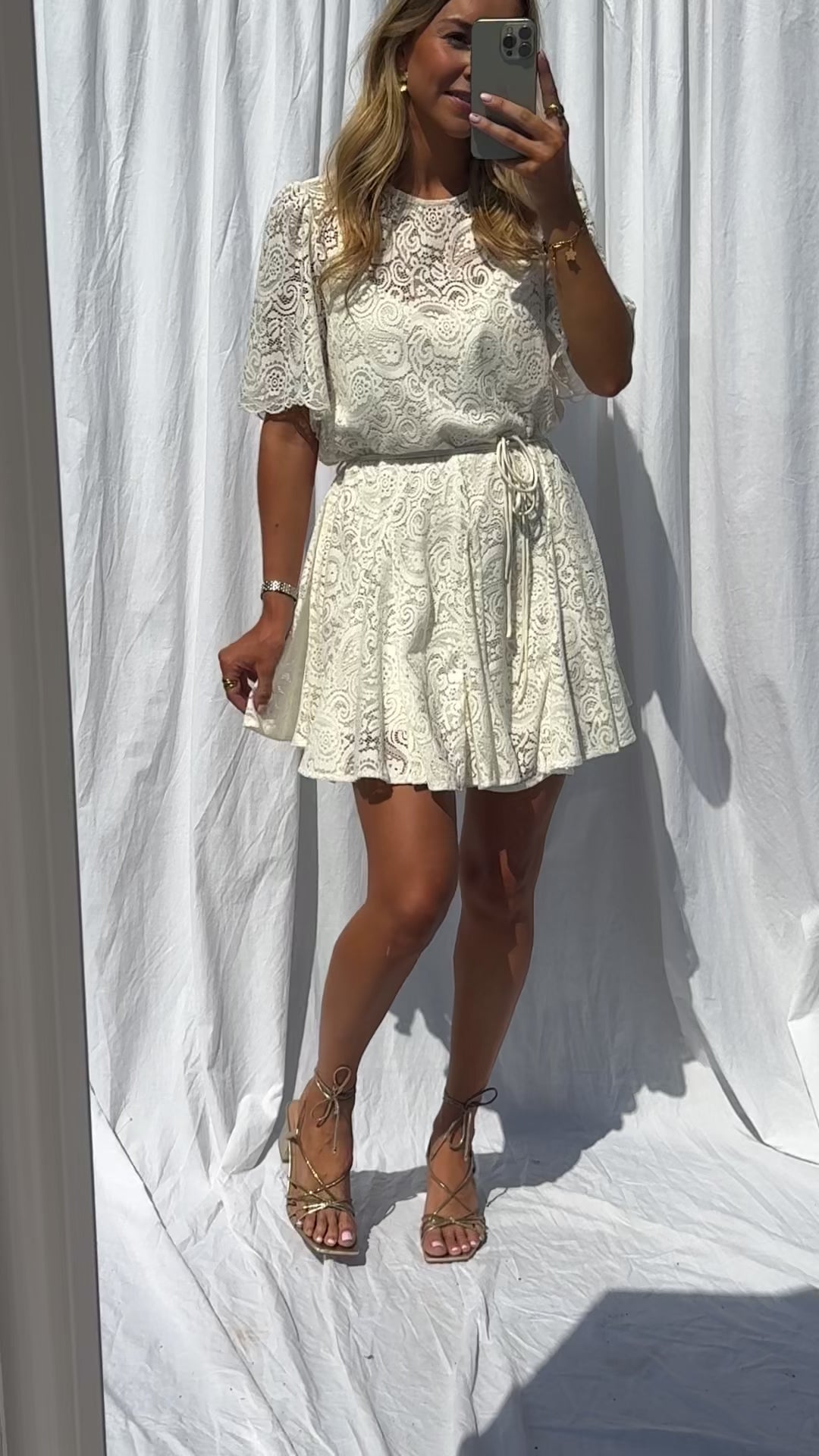 White pleated skirt