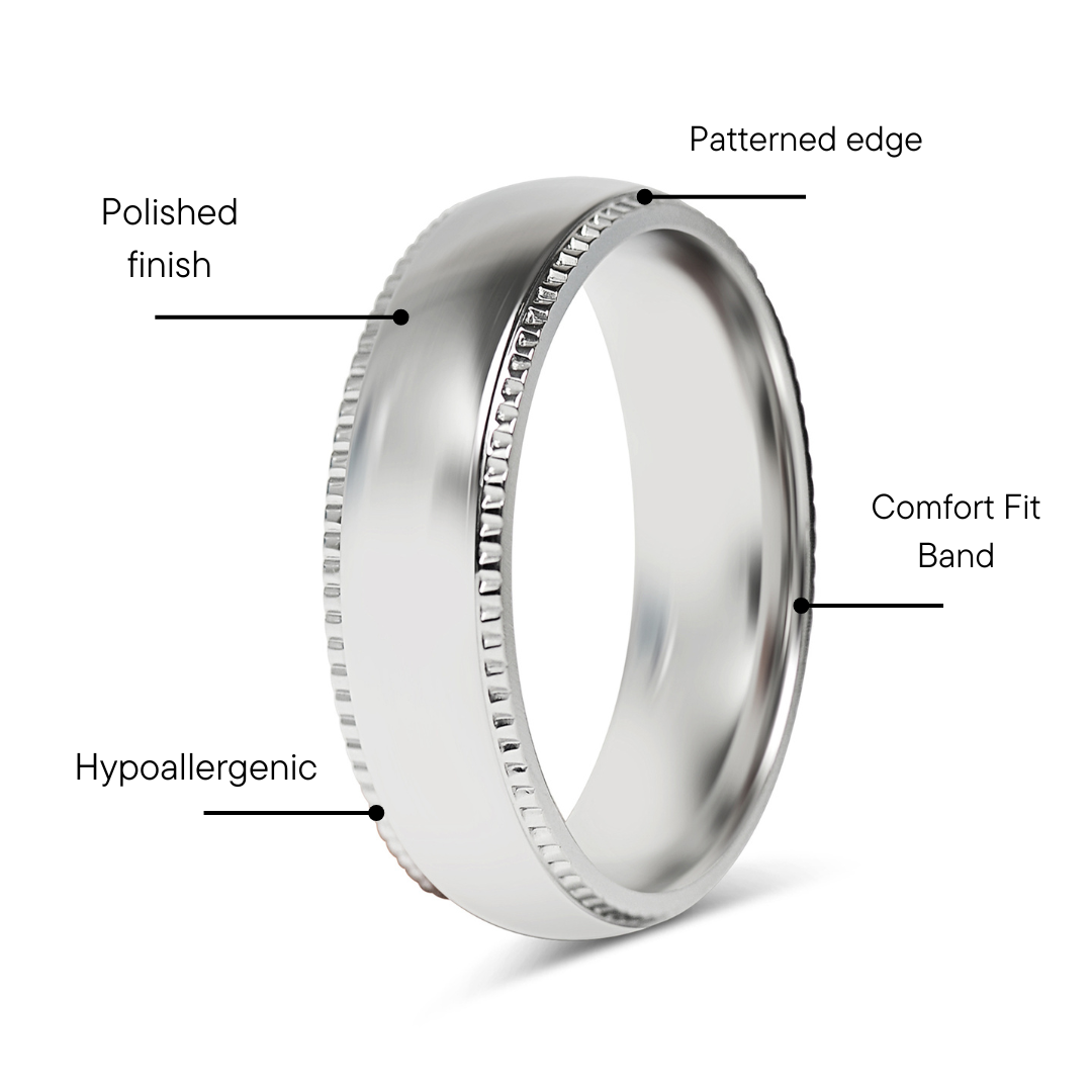 Stainless Steel Polished Center Detailed Edge Blank Ring / CFR7010、mySite、dreamappss