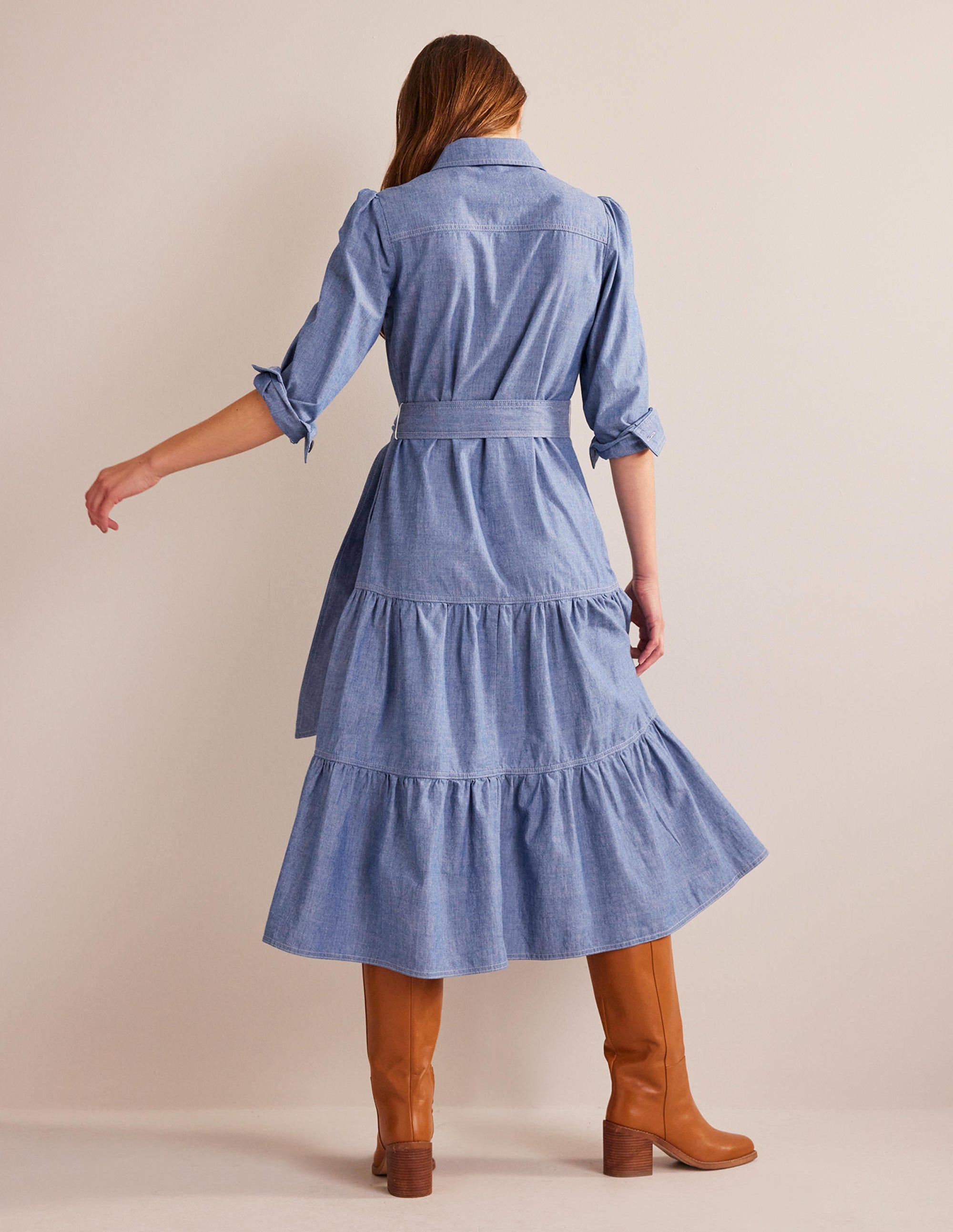  Lily Chambray Midi Shirt Dress-Chambray、mySite、ashleygrahame