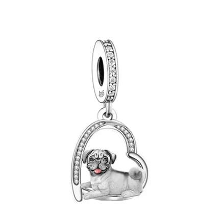 Puppies in Hearts Charms/Pendants Sterling Silver Fits Pandora Style Bracelets、mySite、g9winljtr