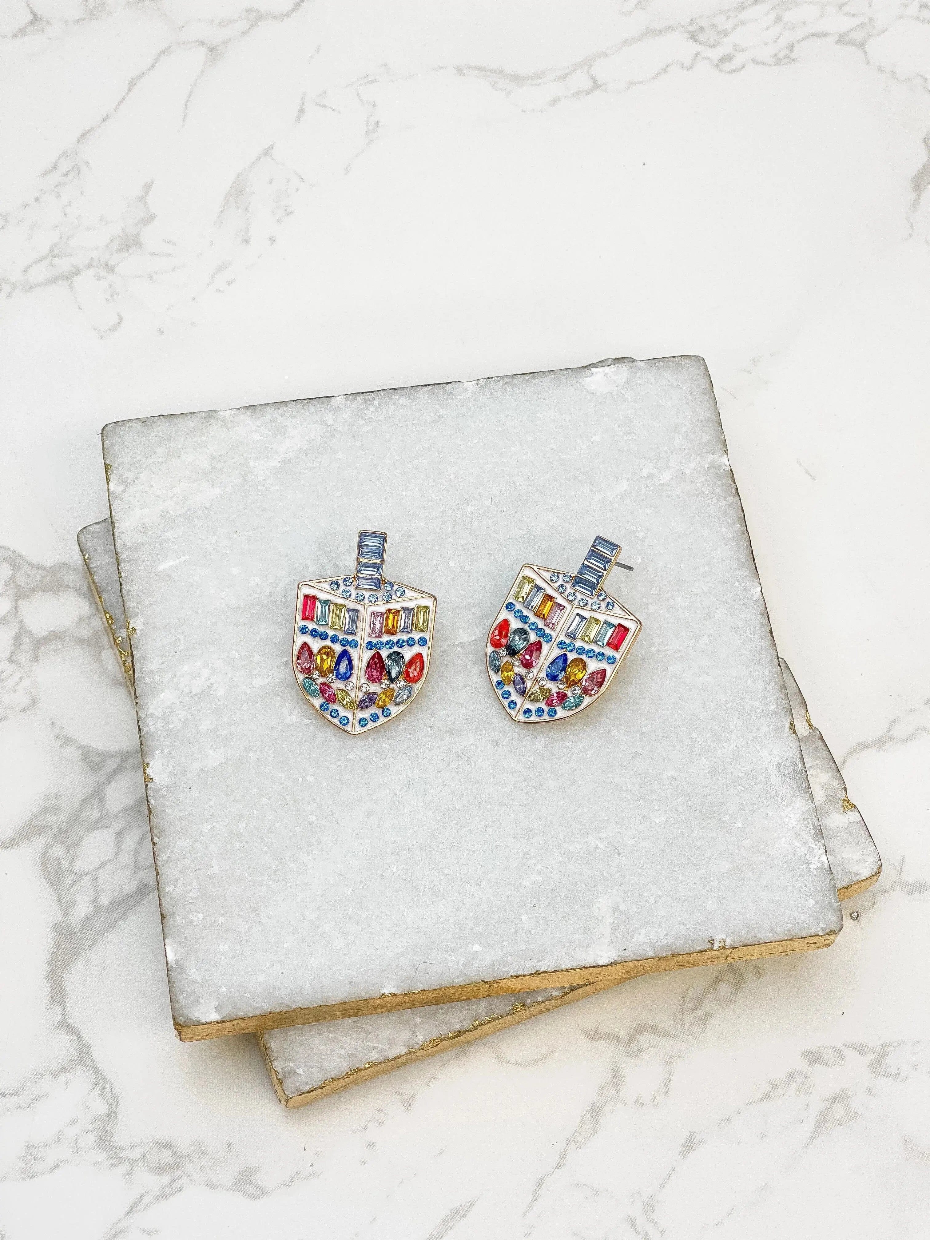 Stone Embellished Dreidel Earrings、mySite、topwebapps
