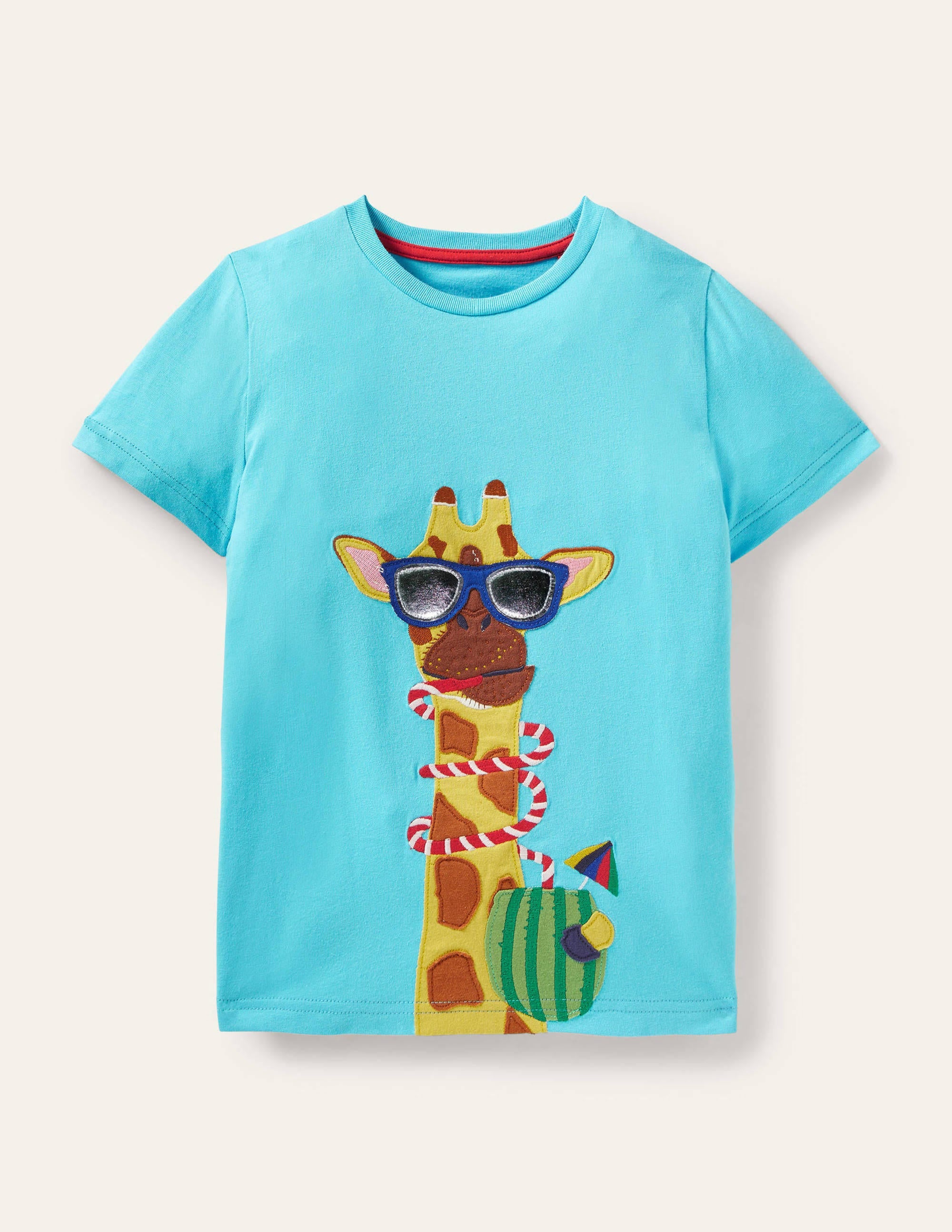  Funny Animals Appliqu茅 T-shirt-Malibu Blue Giraffe、mySite、ashleygrahame