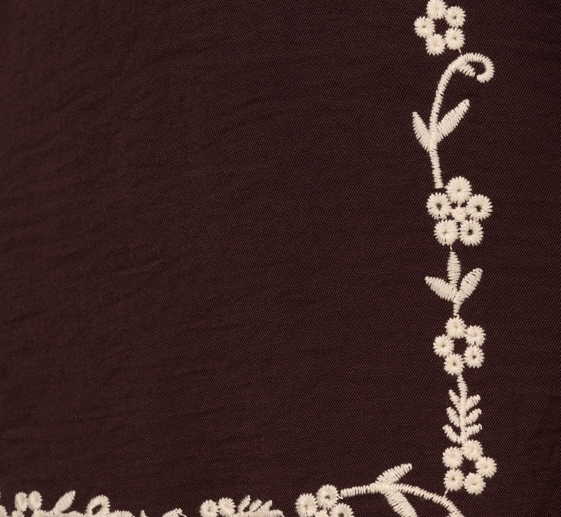 Puff Sleeve Embroidered Tie Front Top In Chocolate Ecru、mySite、solidvoid