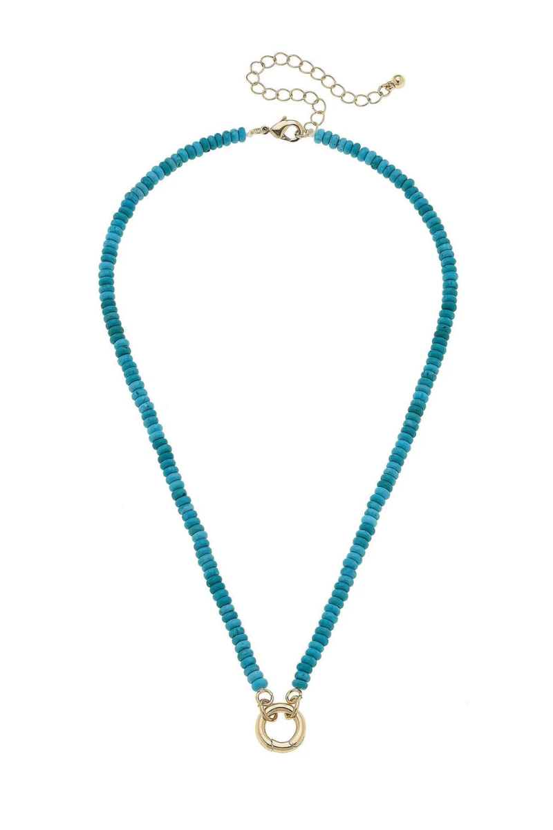 Lucy Gemstone Beaded Charm Necklace Base - Turquoise、mySite、hinf8tx79