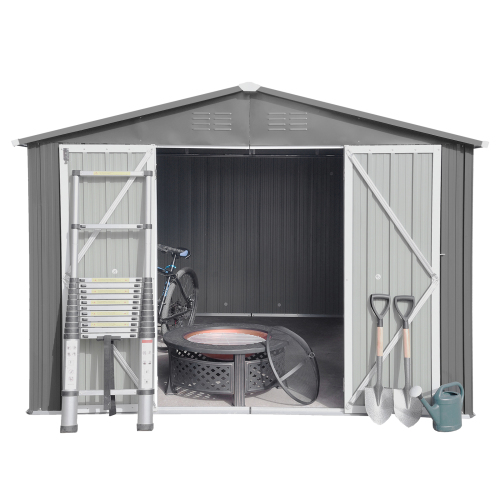 Metal garden sheds 8ftx10ft outdoor storage sheds Grey (Old sku:W1350S00016)、、eastwooduniform