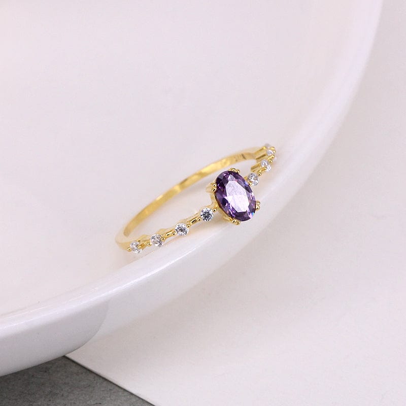 Stackable Amethyst CZ Sterling Silver Ring-Dainty, Feminine、mySite、g9winljtr