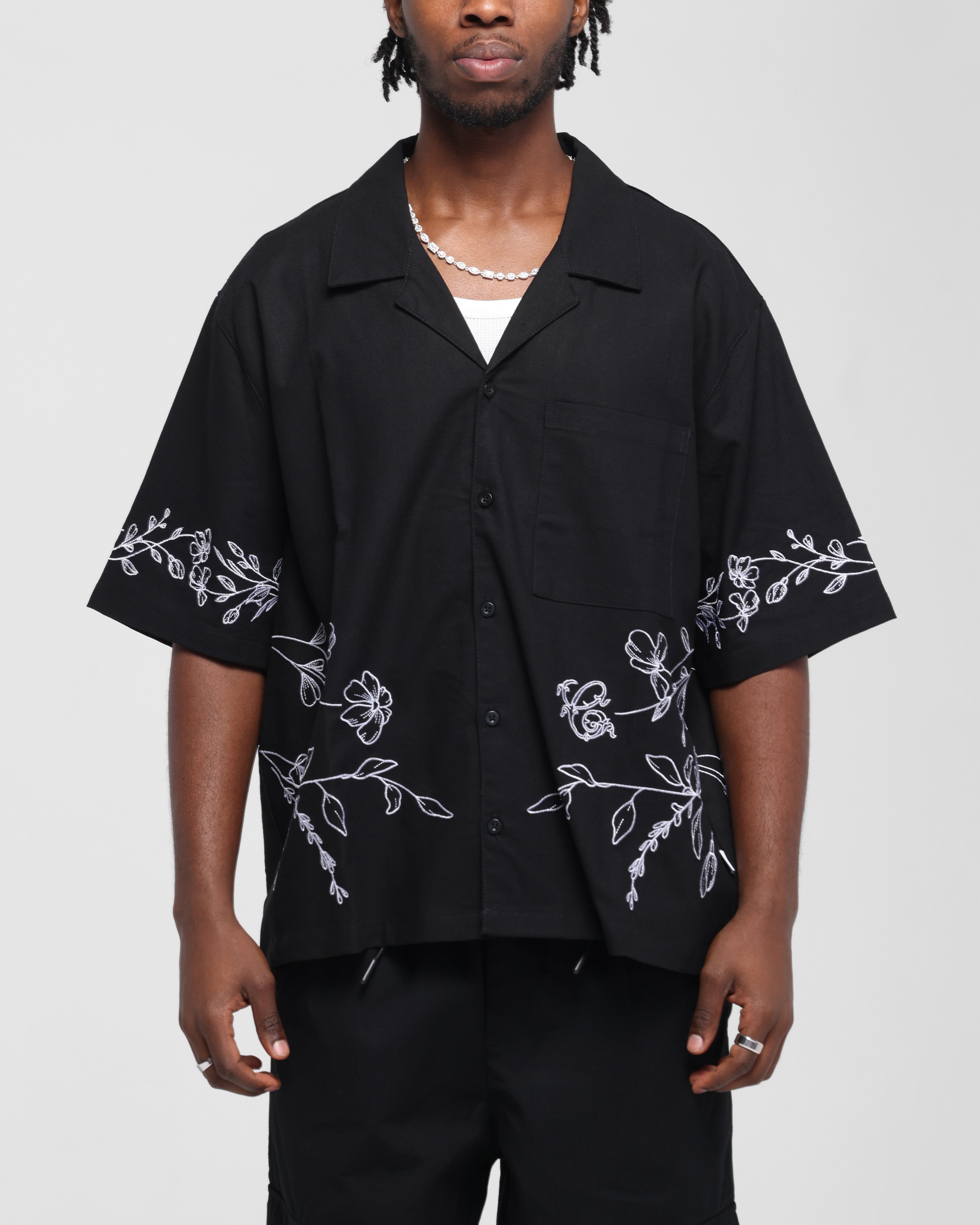Carre Botanica Button Up Shirt Black、mySite、zt4zffjzw