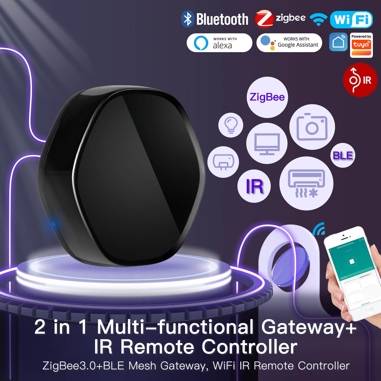 MOES WiFi 2 in 1 Wireless Multi-function Gateway With 38K IR Remote Controller、mySite、fannypackpong