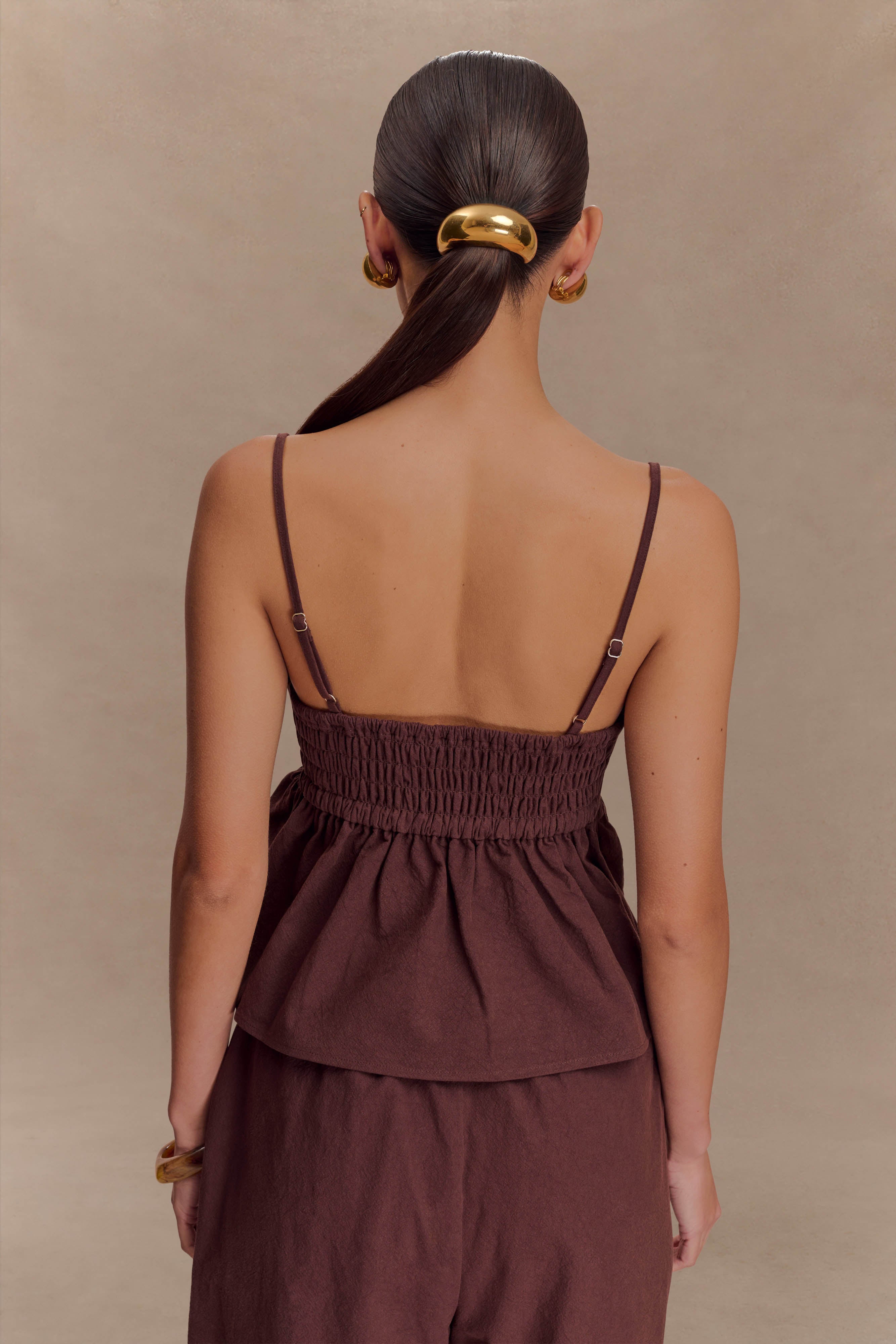 Janayia Cotton Beaded Top - Dark Espresso、mySite、solidvoid