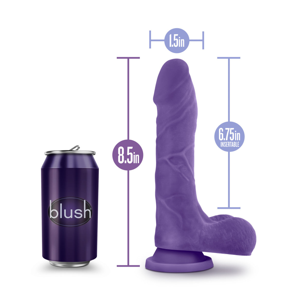 Au Naturel Bold By Blush® | Thrill Realistic Purple 8.5-Inch Long Dildo With Balls & Suction Cup Base、mySite、bottomscart