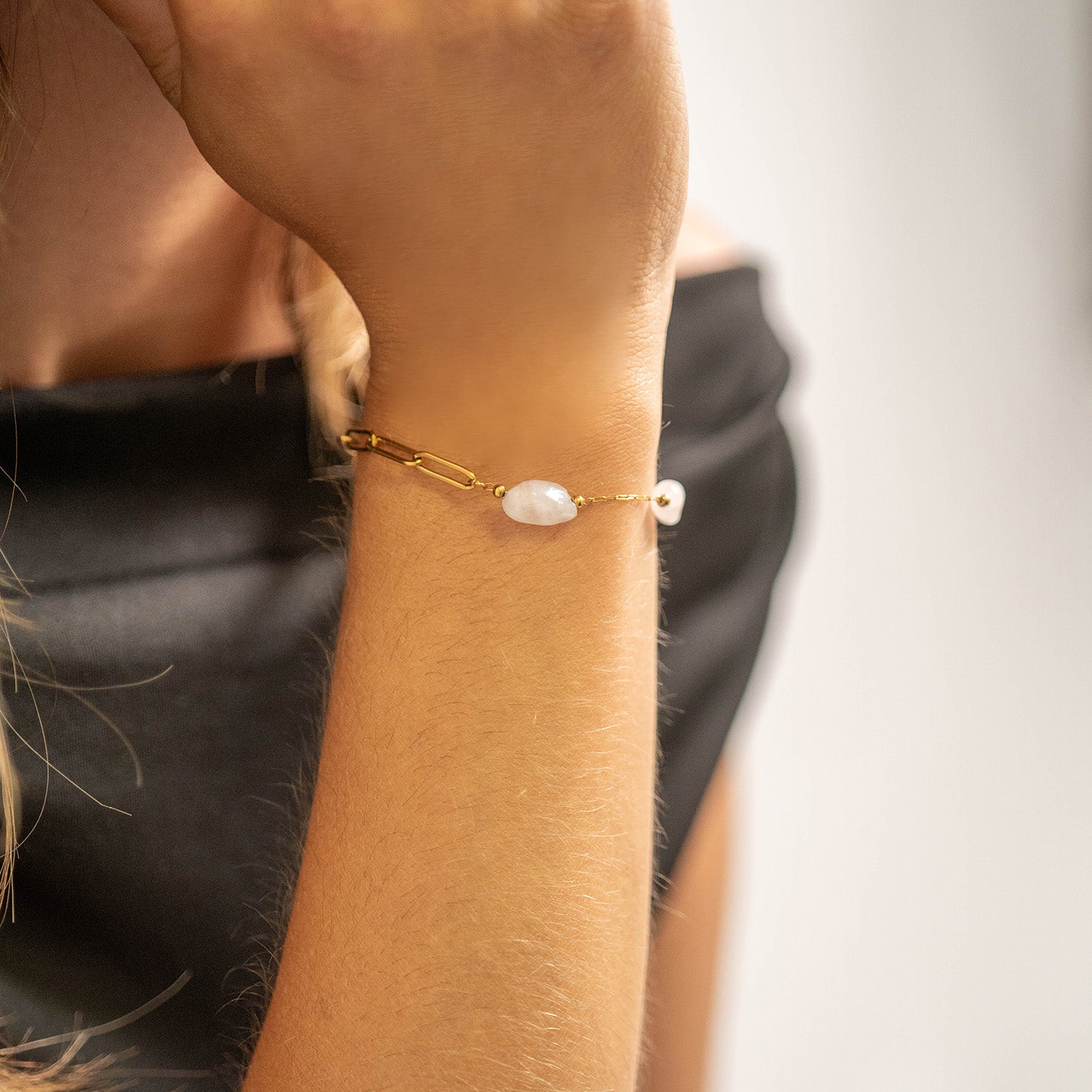 18K Gold PVD Stainless Steel Beaded Stone Chain - By The Foot / SPL1017、mySite、dreamappss