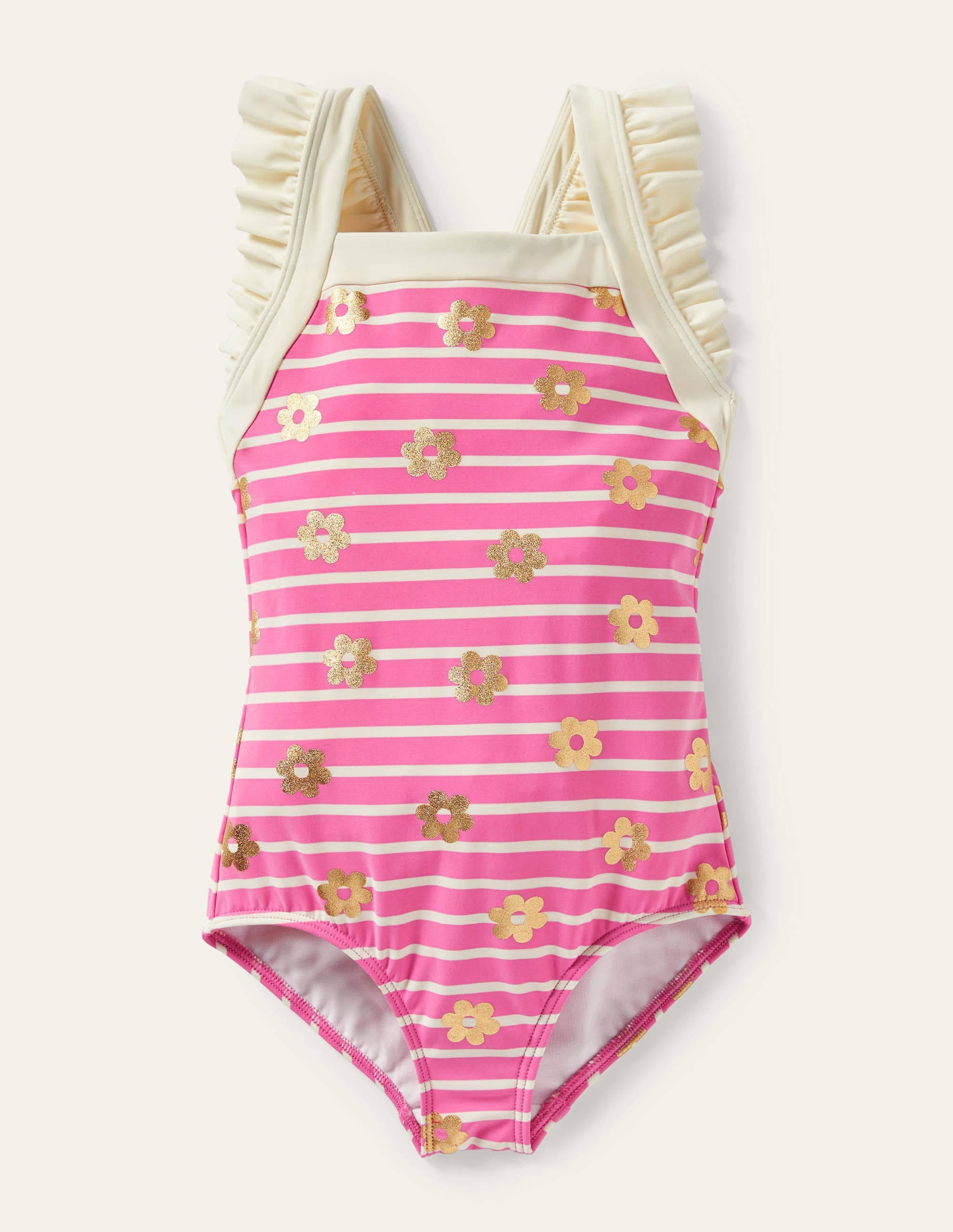  Frilly Cross-back Swimsuit-Strawberry Pink Foil Daisy、mySite、ashleygrahame