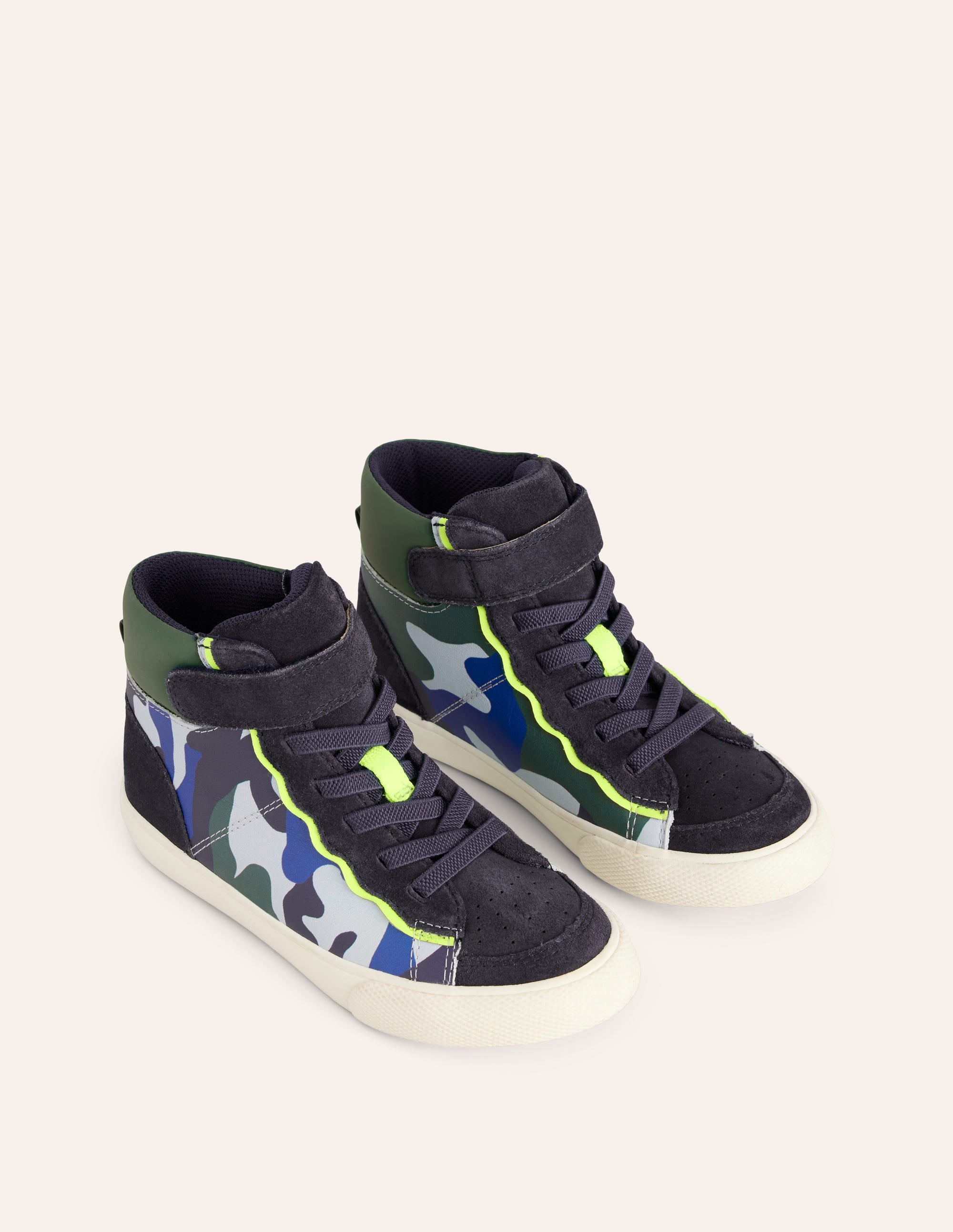  Leather High Tops-Kingfisher Blue Camo、mySite、ashleygrahame