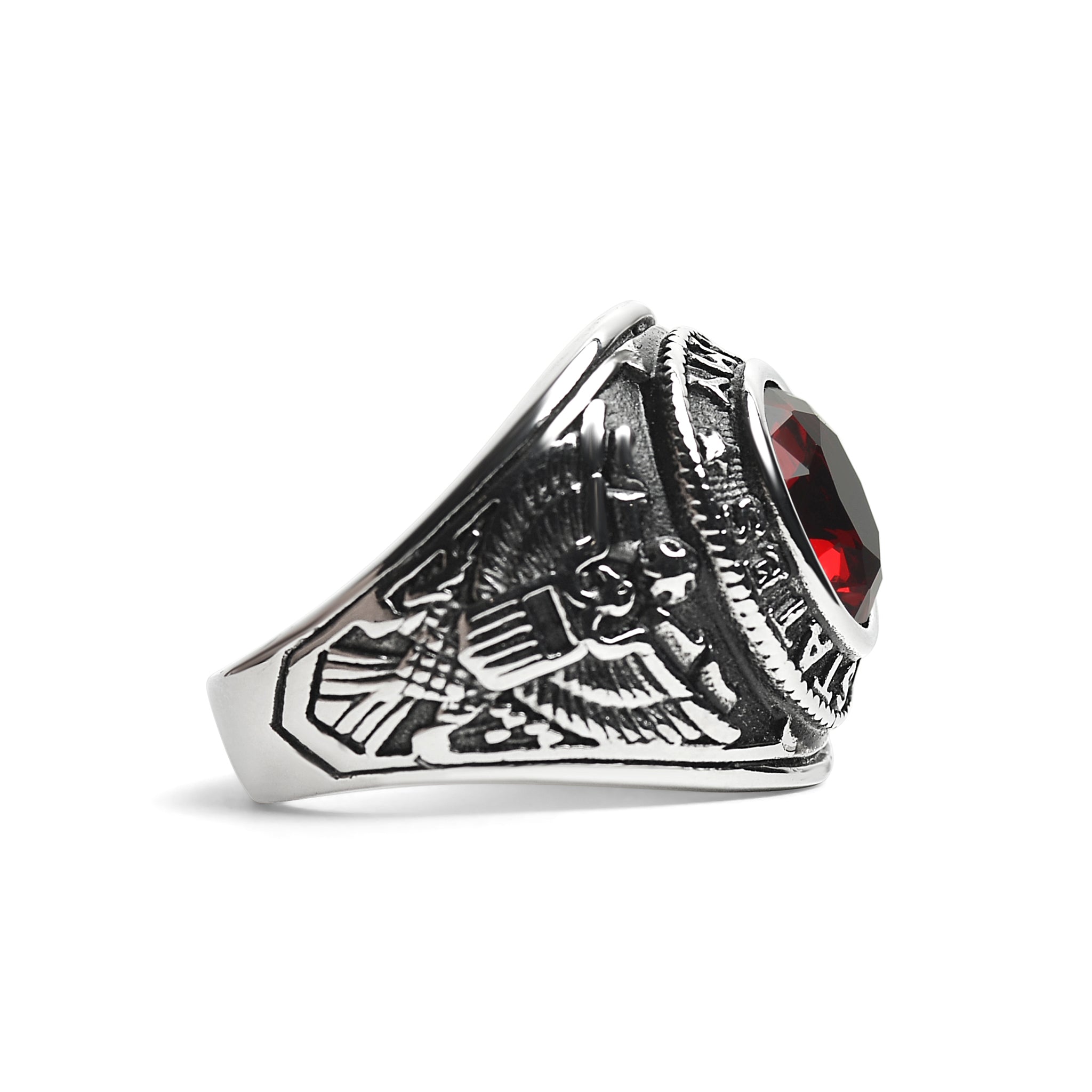 Stainless Steel United States Army Red Center Stone Ring / MCR6006、mySite、dreamappss