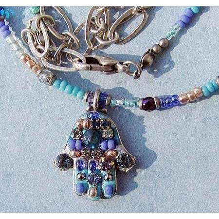 Michal Golan Hamsa Necklace - Abalone & Crystal、mySite、topwebapps